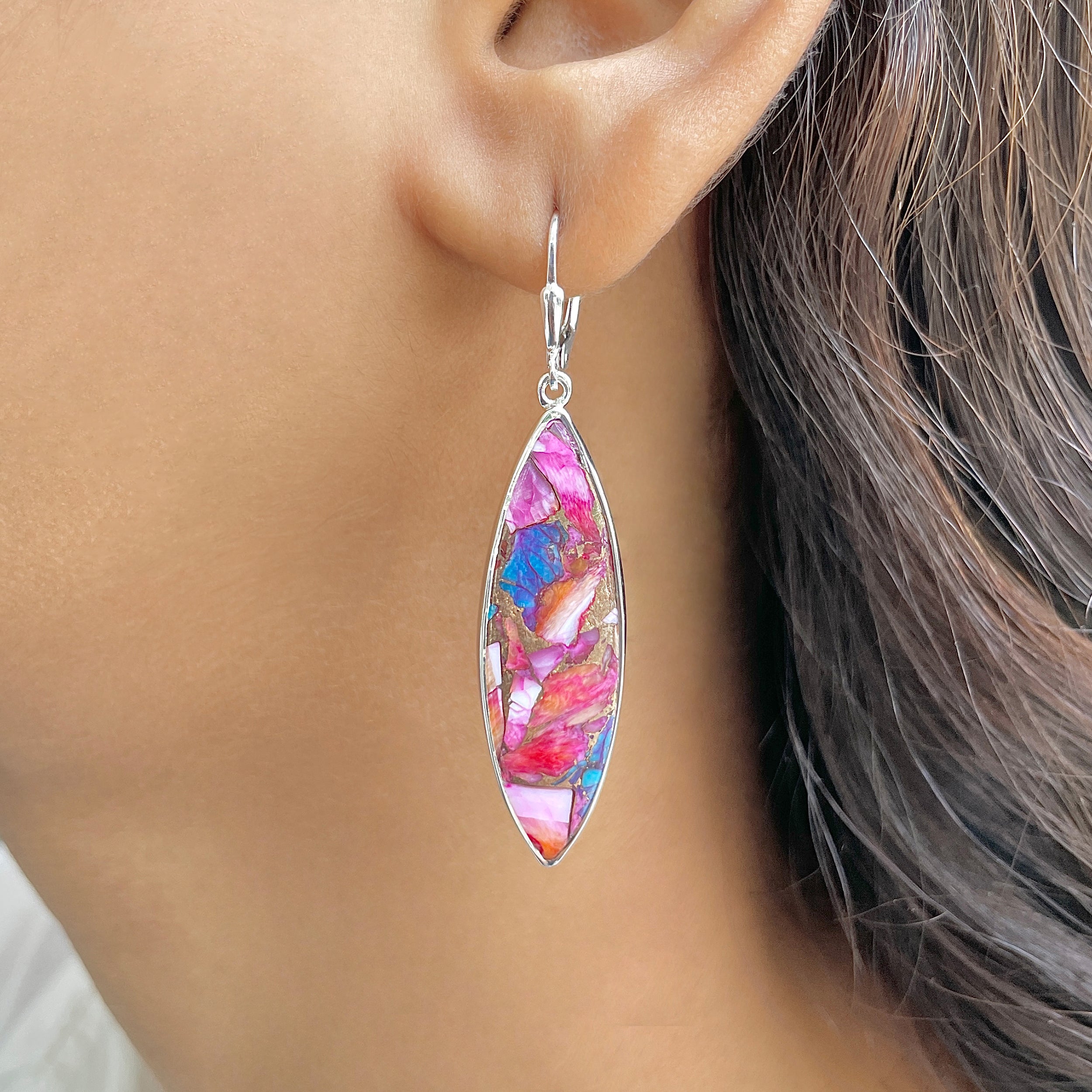 Spiny Oyster Turquoise Earring-(TRO-E-123.)