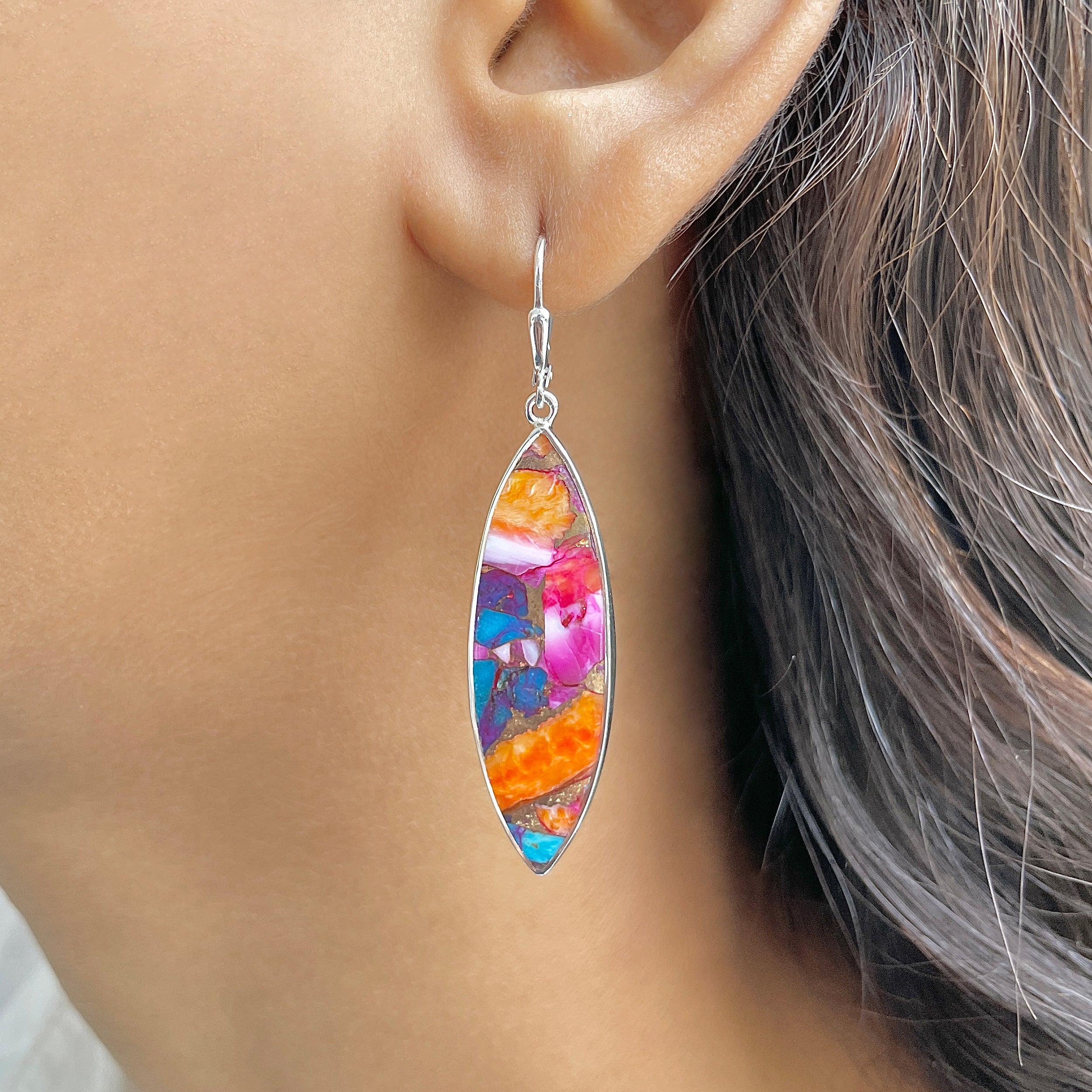 Spiny Oyster Turquoise Earring-(TRO-E-125.)