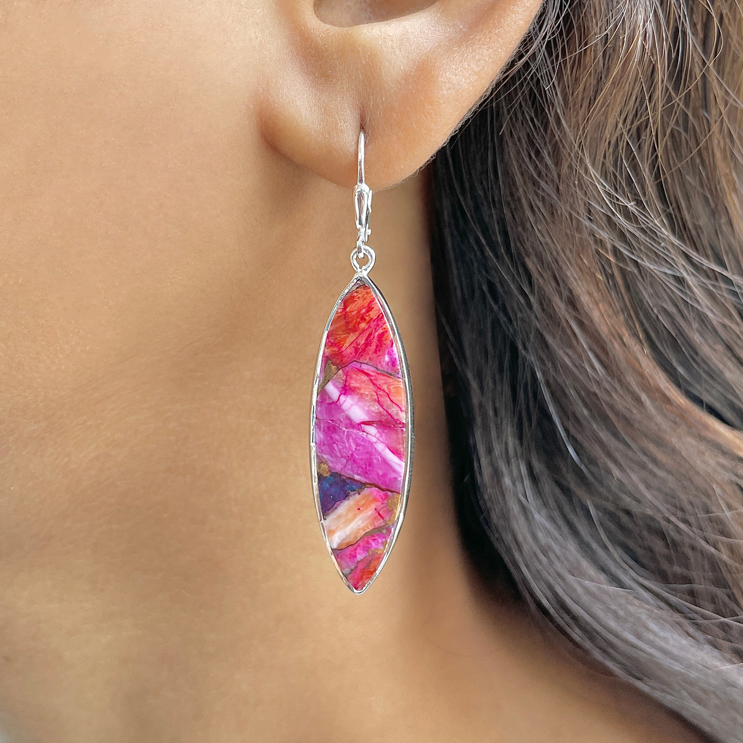 Spiny Oyster Turquoise Earring-(TRO-E-126.)