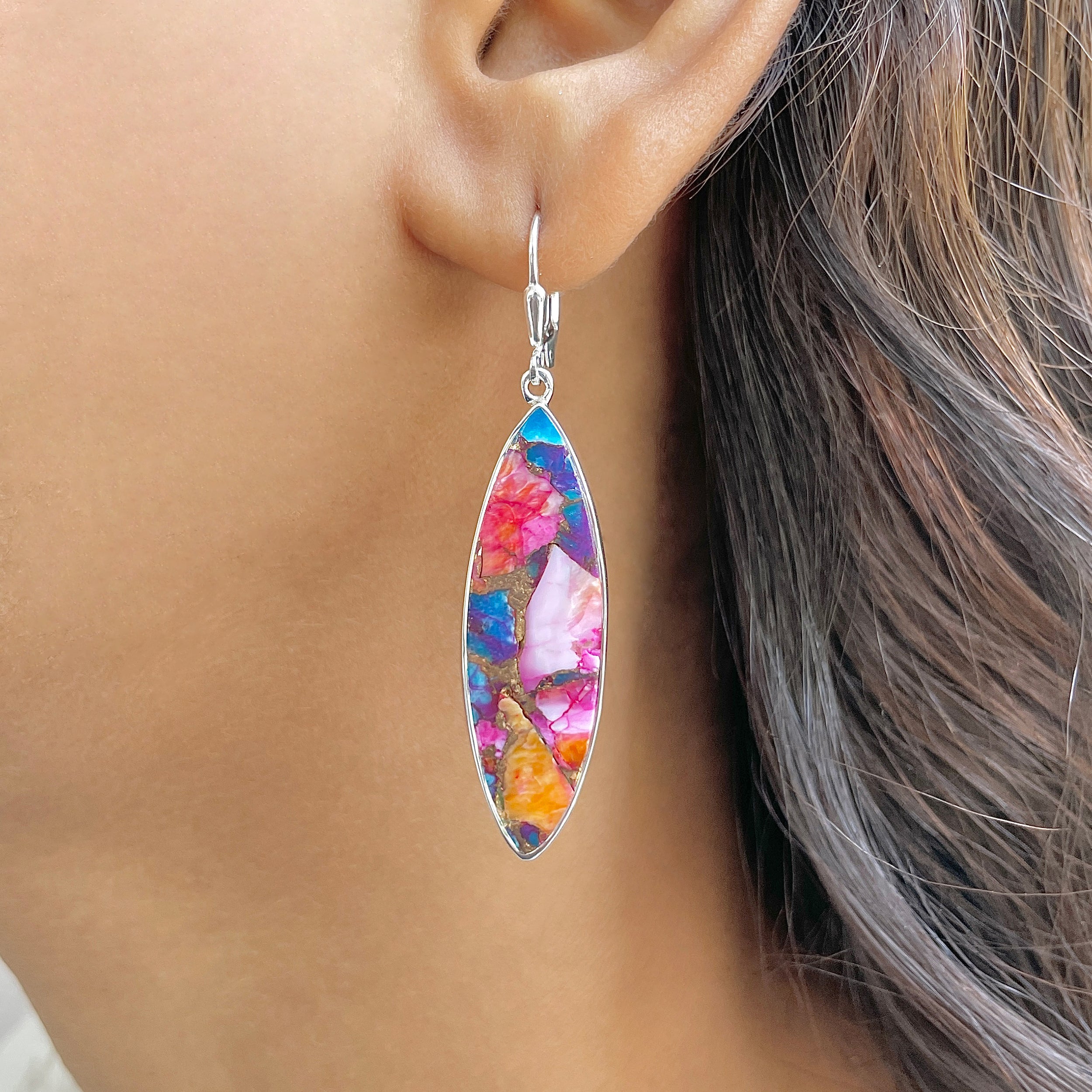 Spiny Oyster Turquoise Earring-(TRO-E-129.)