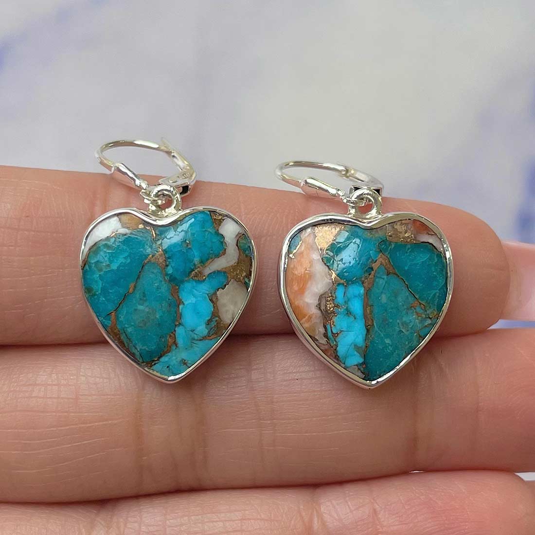 Spiny Oyster Turquoise Earrings-(TRO-E-13.)