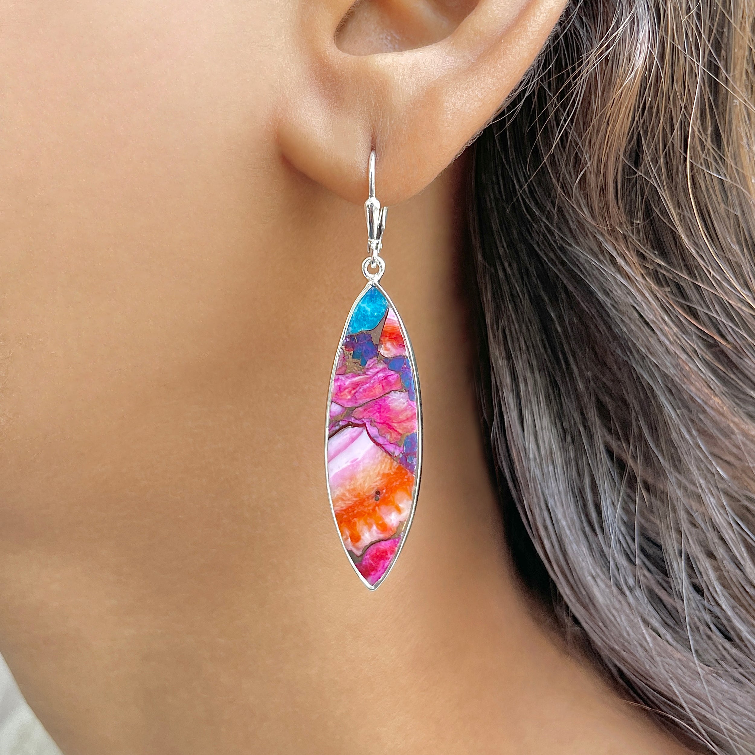 Spiny Oyster Turquoise Earring-(TRO-E-132.)