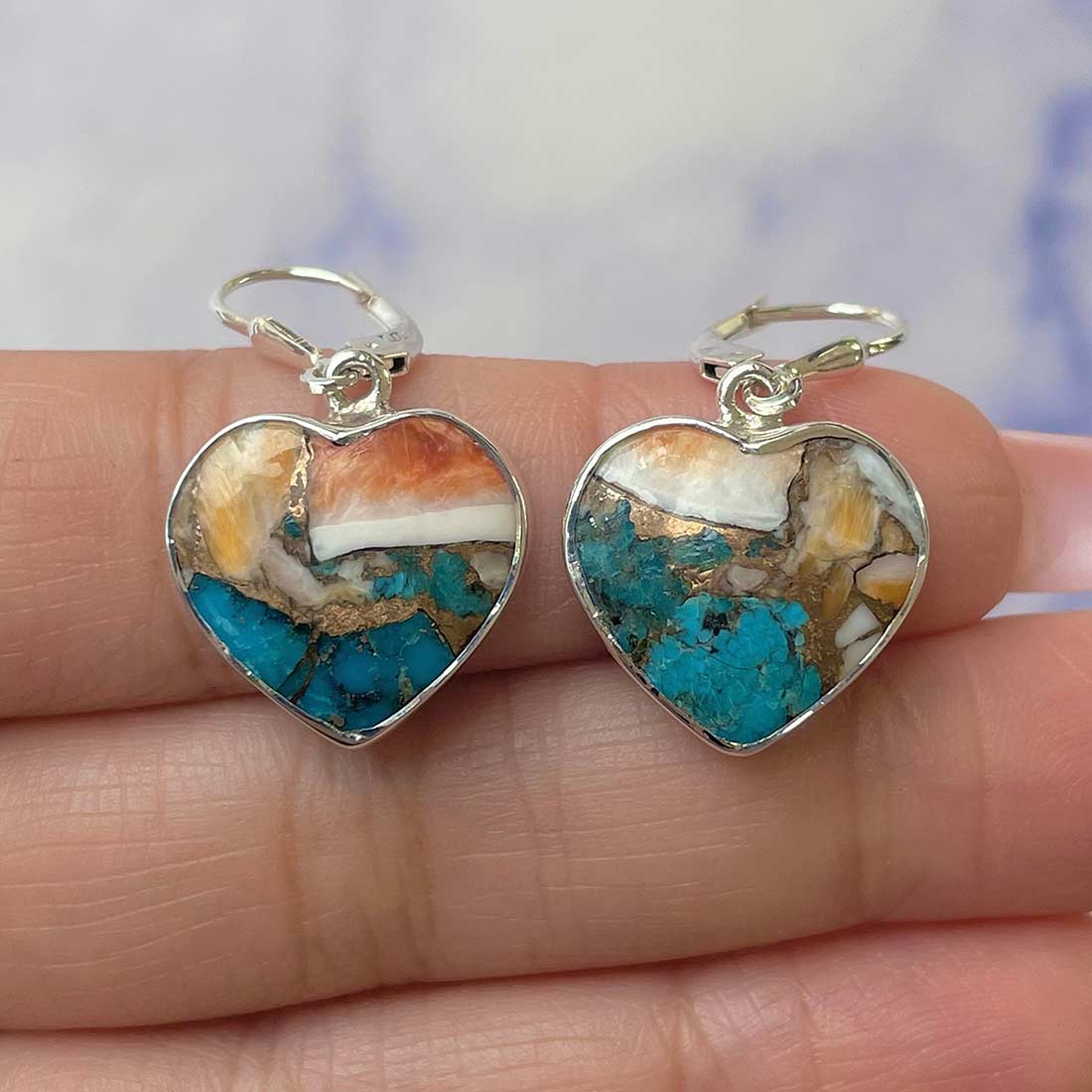 Spiny Oyster Turquoise Earrings-(TRO-E-15.)