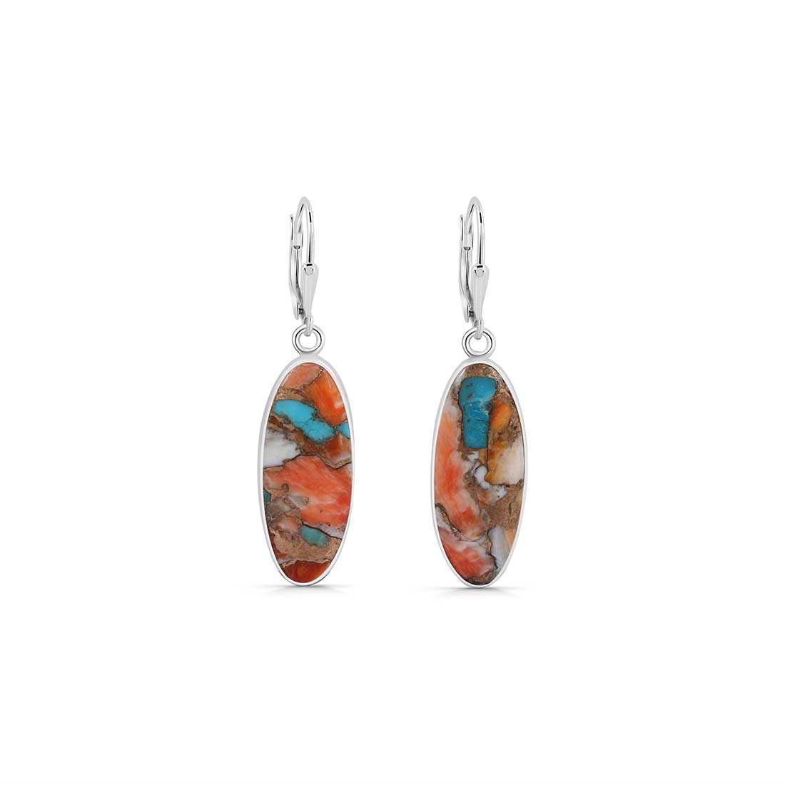 Spiny Oyster Turquoise Earrings-(TRO-E-16.)