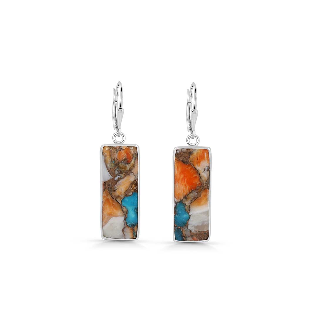 Spiny Oyster Turquoise Earrings-(TRO-E-17.)