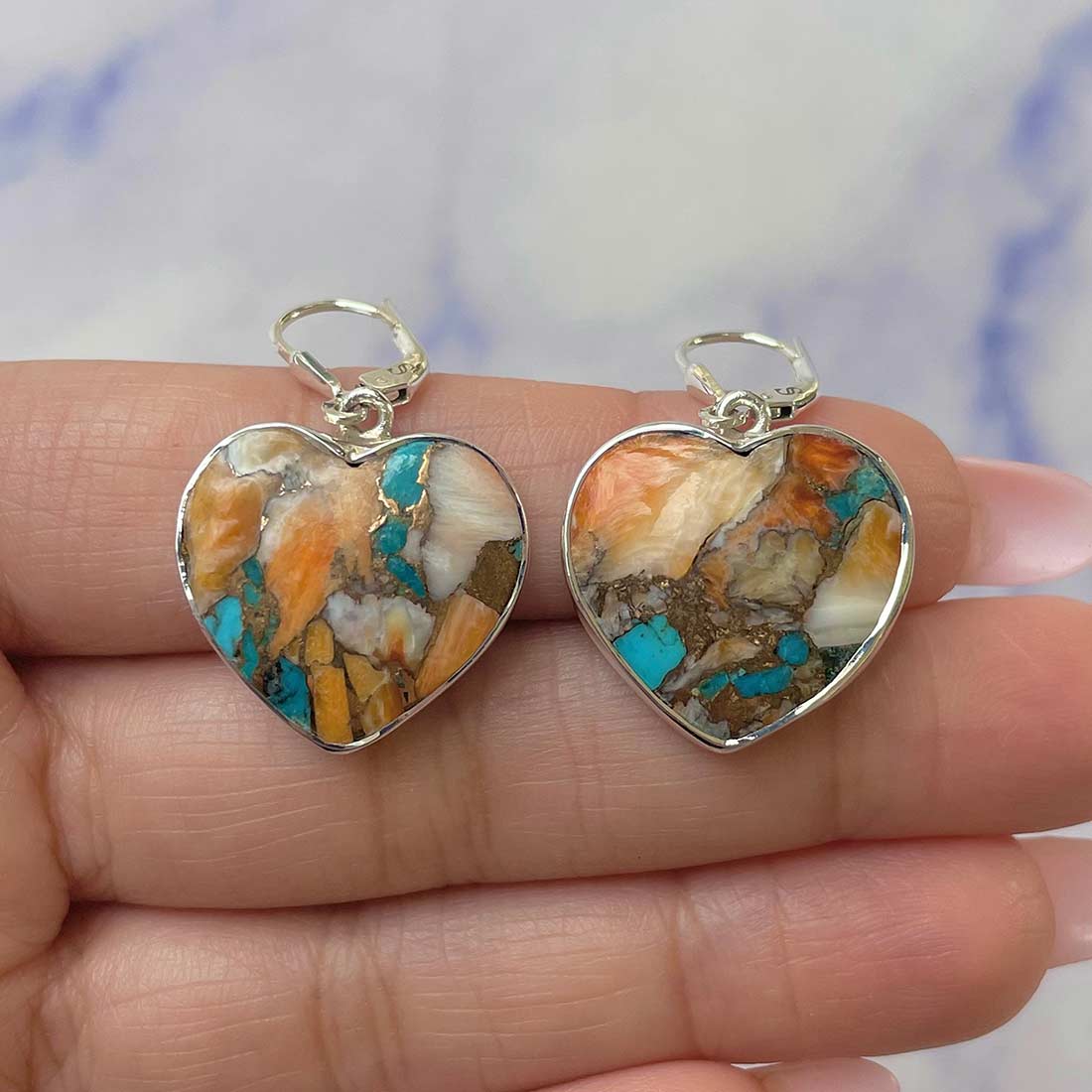 Spiny Oyster Turquoise Earrings-(TRO-E-19.)