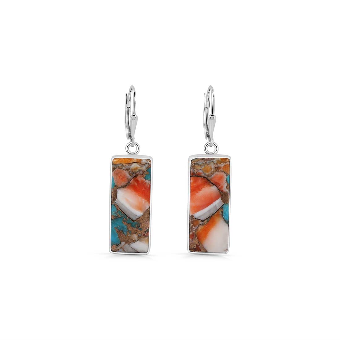 Spiny Oyster Turquoise Earrings-(TRO-E-21.)