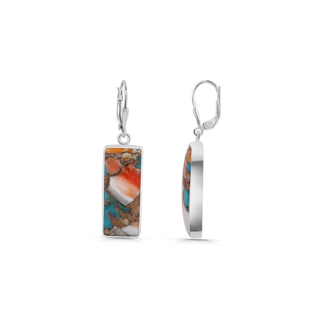 Spiny Oyster Turquoise Earrings-(TRO-E-21.)