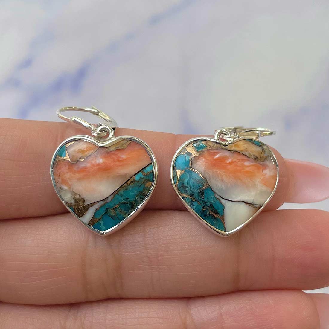 Spiny Oyster Turquoise Earrings-(TRO-E-22.)