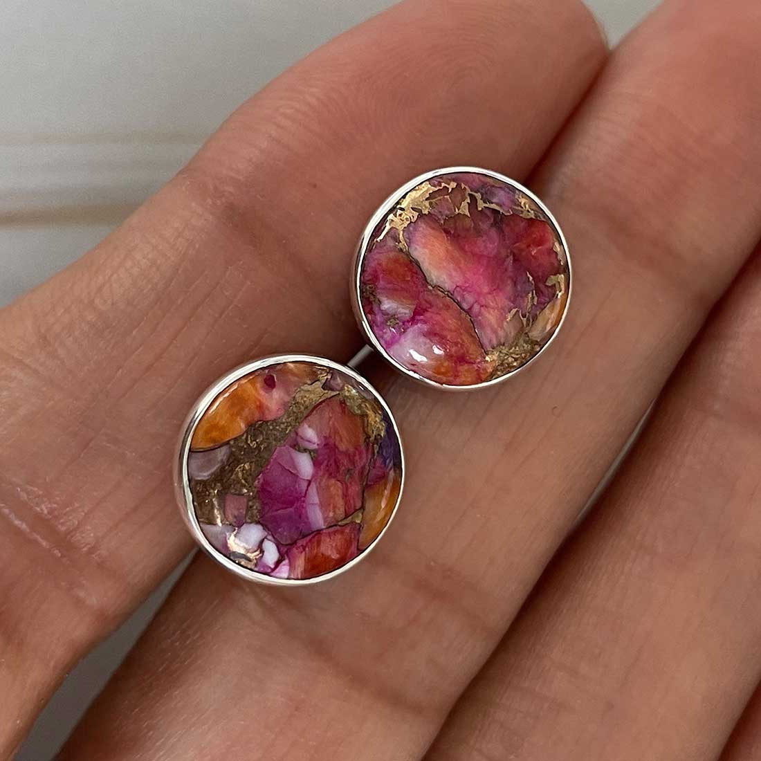 Spiny Oyster Turquoise Stud Earring-(TRO-E-39.)