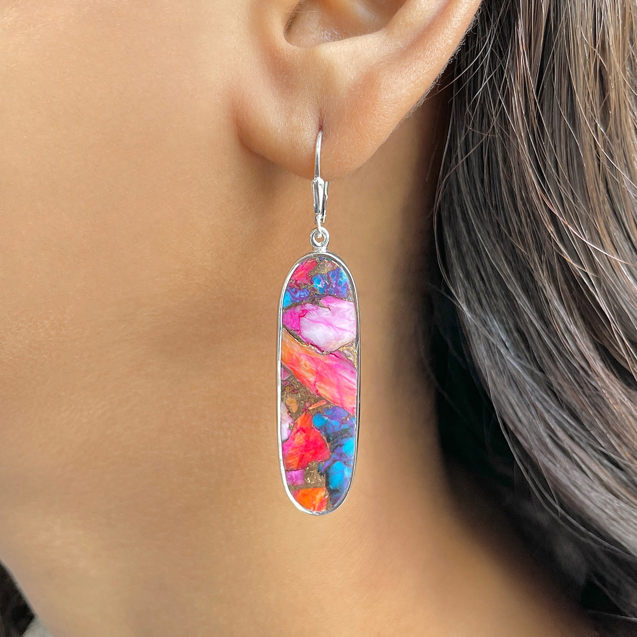 Spiny Oyster Turquoise Earring-(TRO-E-49.)