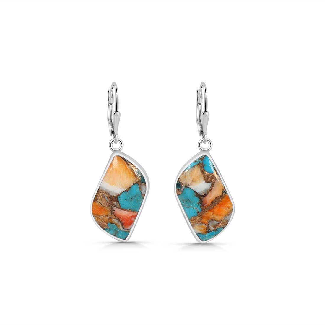 Spiny Oyster Turquoise Earrings-(TRO-E-5.)