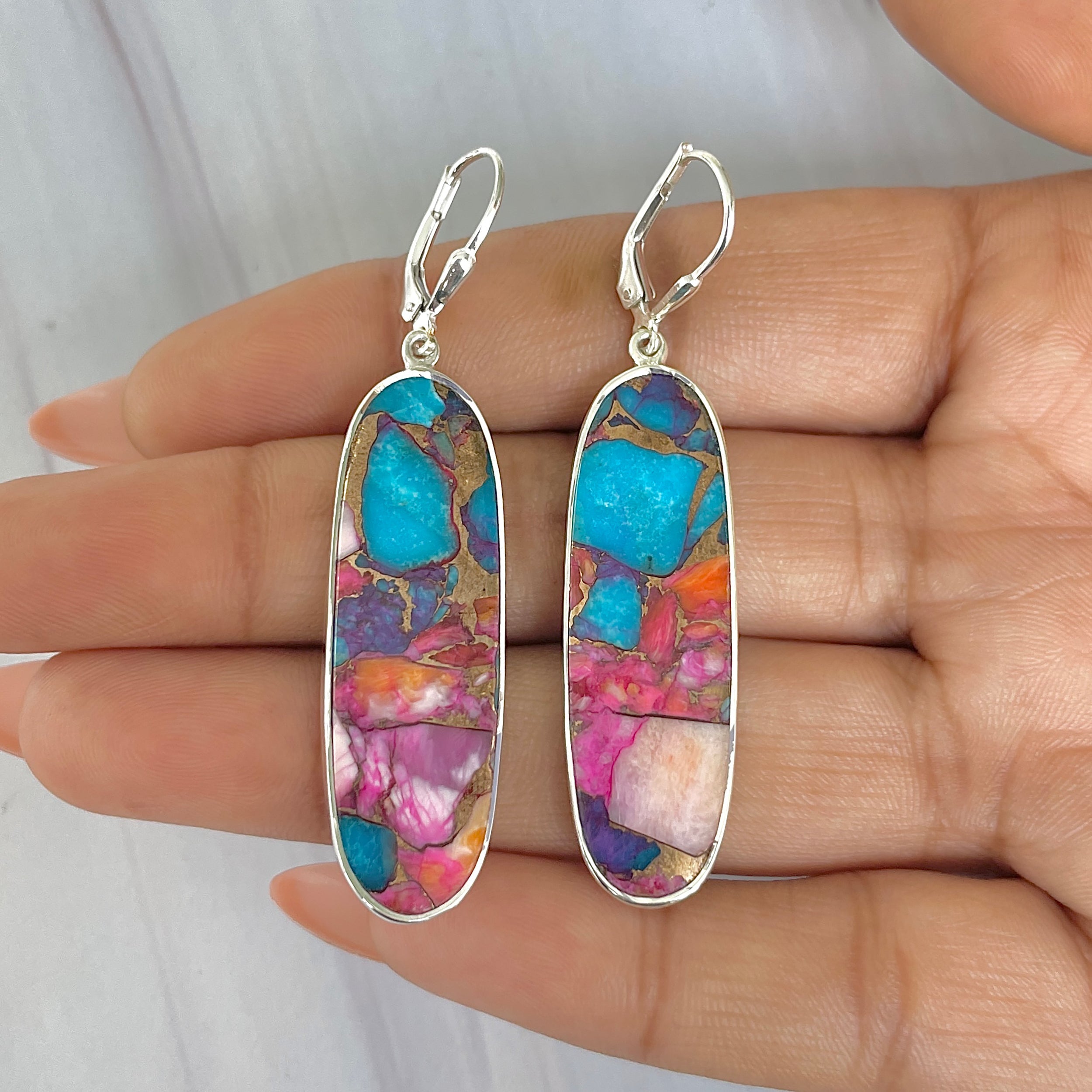 Spiny Oyster Turquoise Earring-(TRO-E-50.)