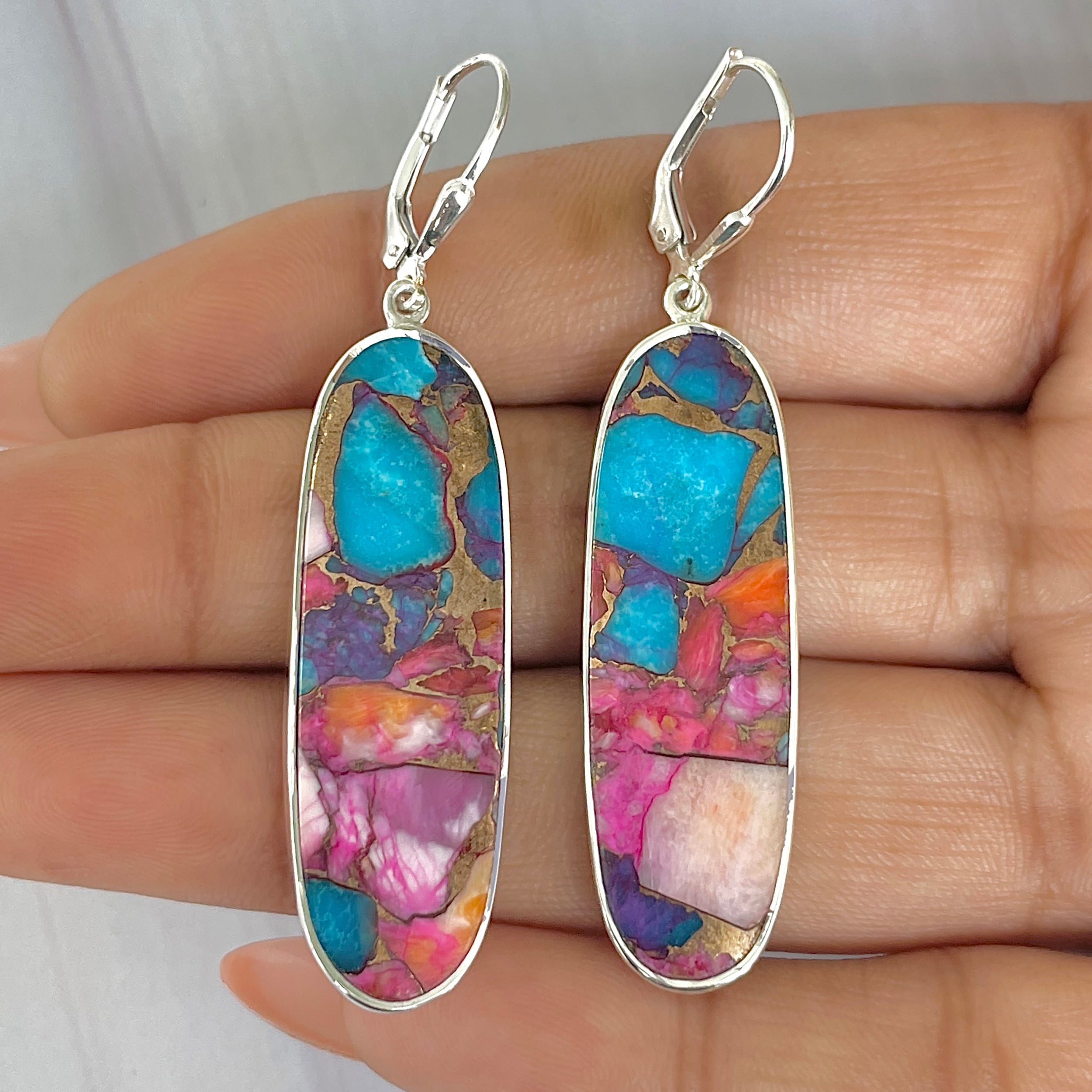 Spiny Oyster Turquoise Earring-(TRO-E-50.)