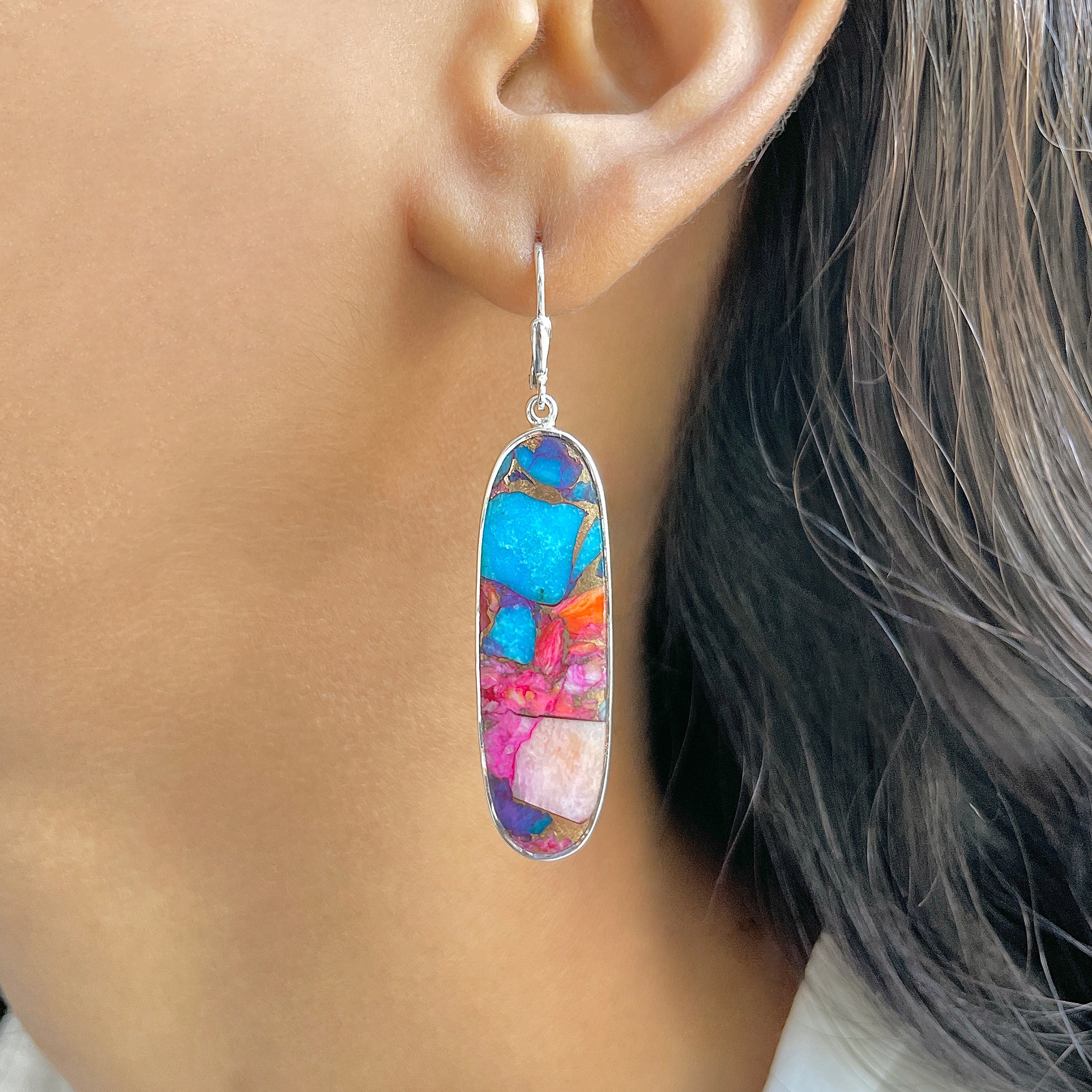 Spiny Oyster Turquoise Earring-(TRO-E-50.)