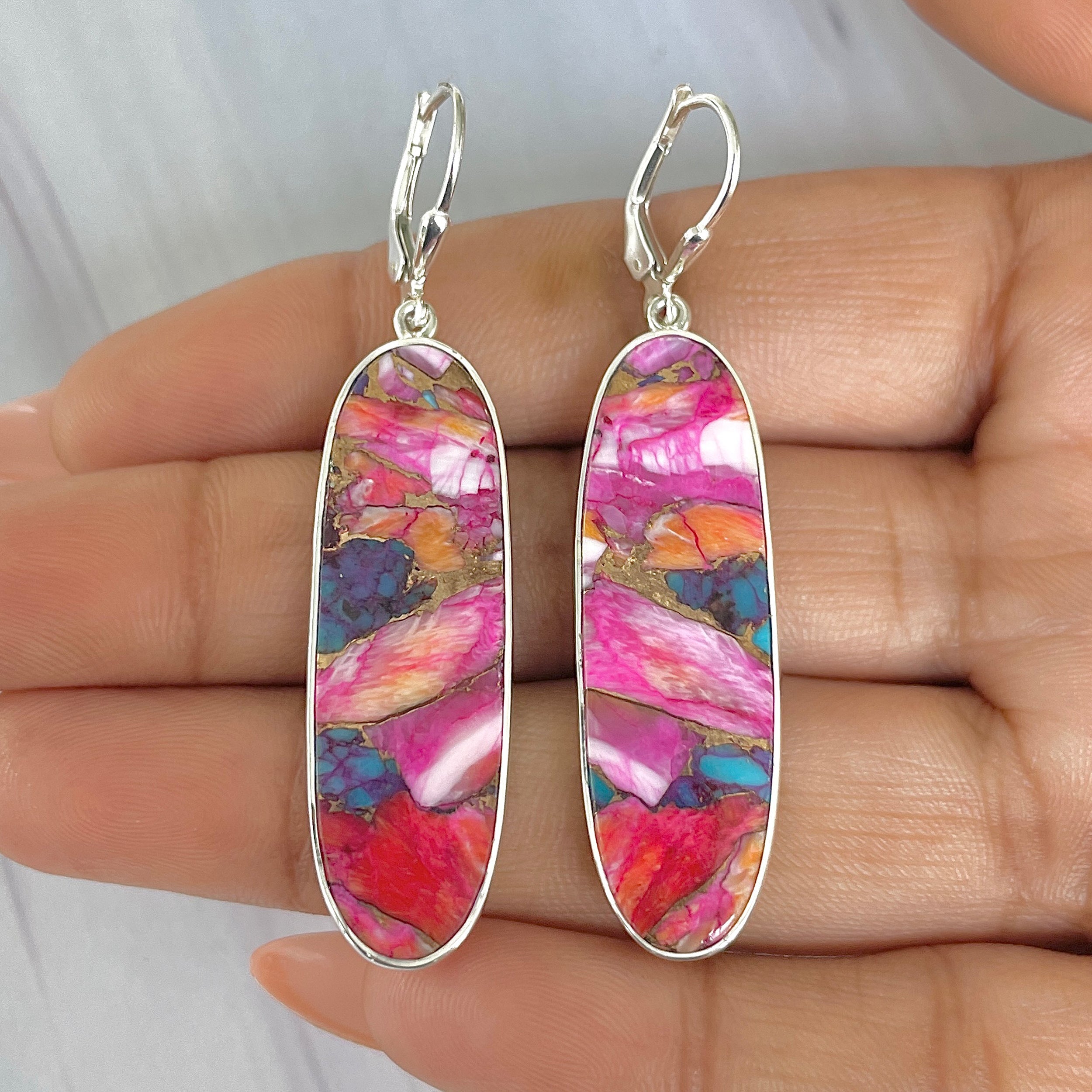 Spiny Oyster Turquoise Earring-(TRO-E-55.)