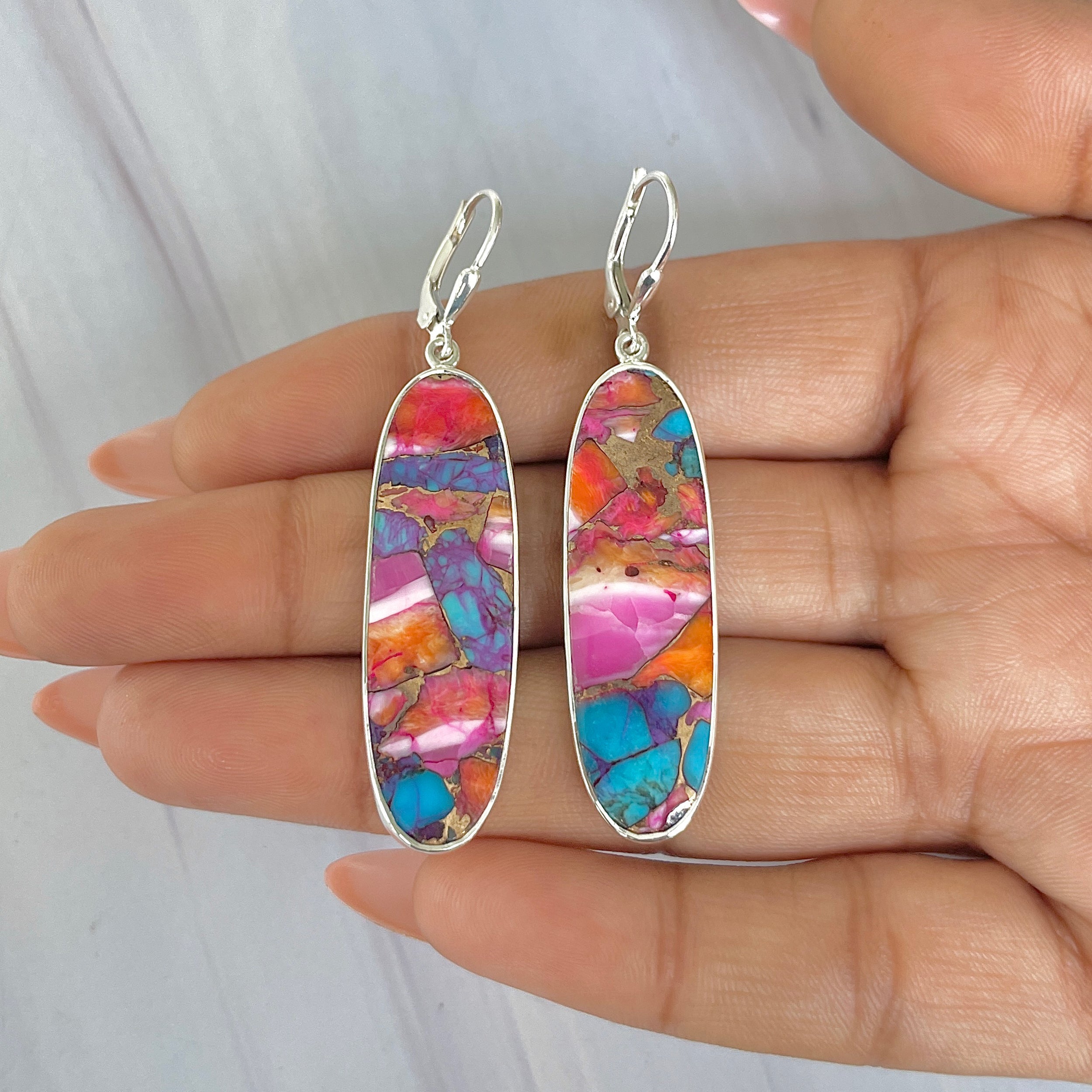 Spiny Oyster Turquoise Earring-(TRO-E-56.)