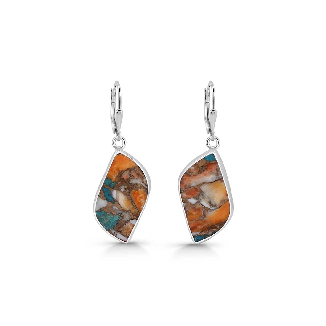 Spiny Oyster Turquoise Earrings-(TRO-E-6.)