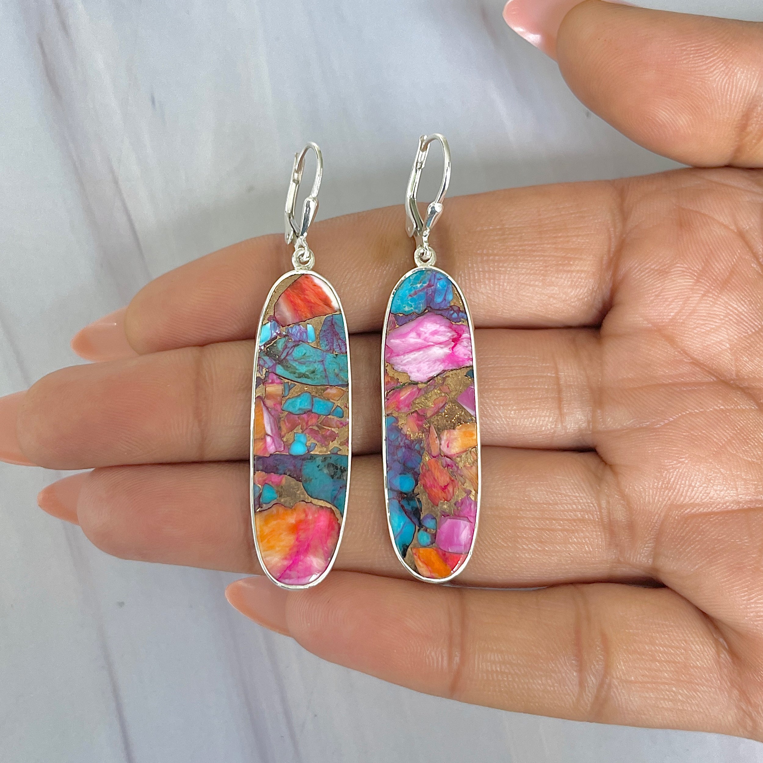 Spiny Oyster Turquoise Earring-(TRO-E-60.)