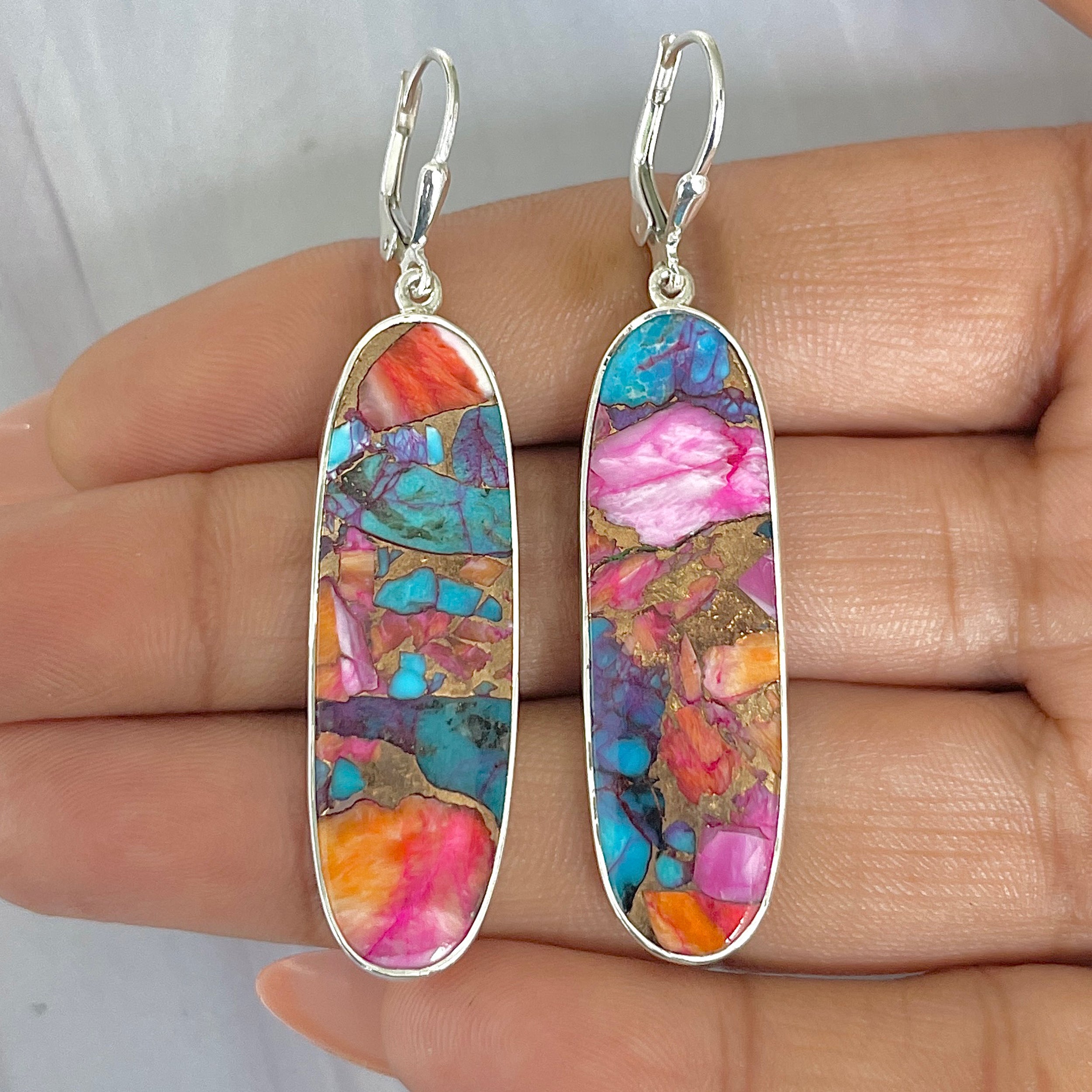 Spiny Oyster Turquoise Earring-(TRO-E-60.)