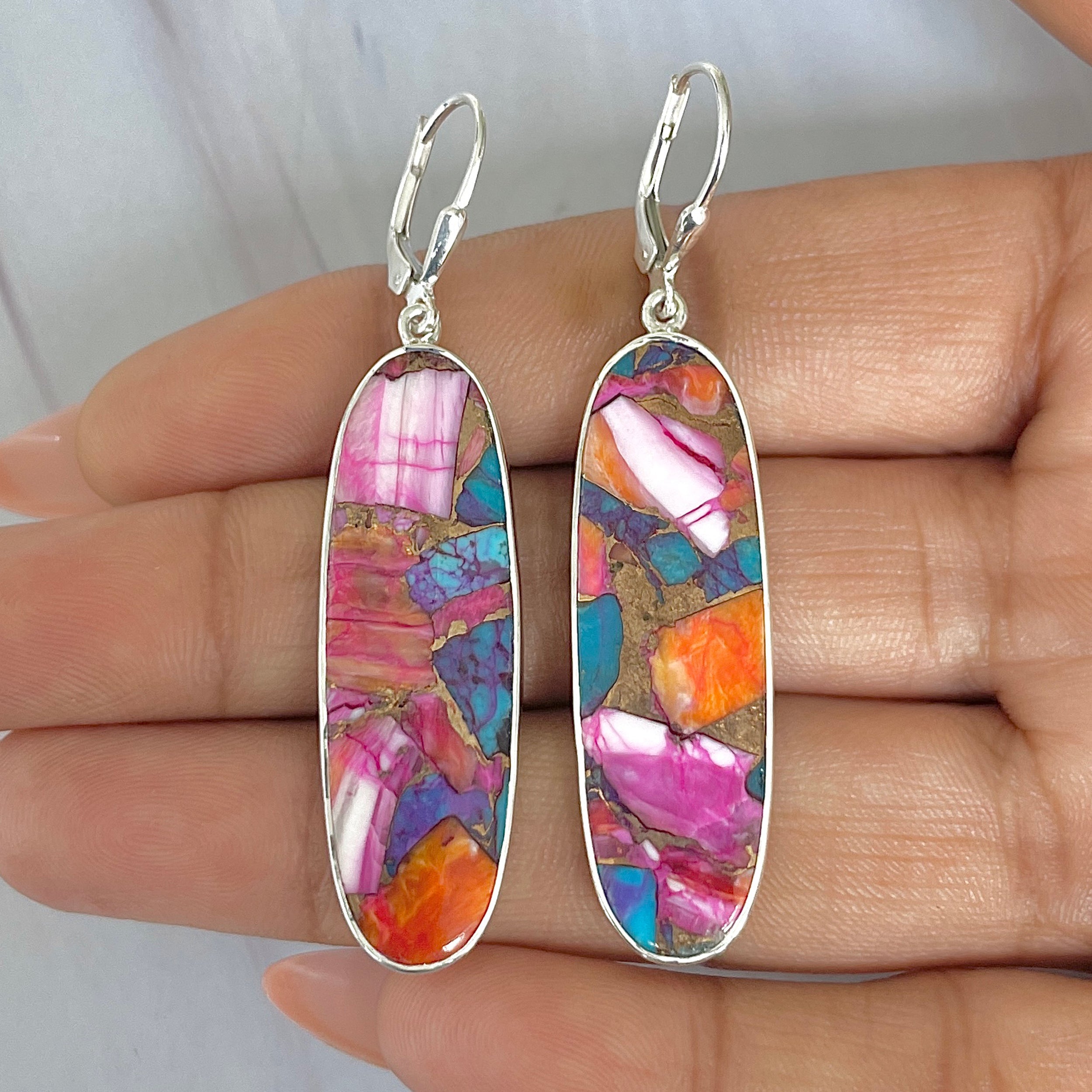 Spiny Oyster Turquoise Earring-(TRO-E-61.)