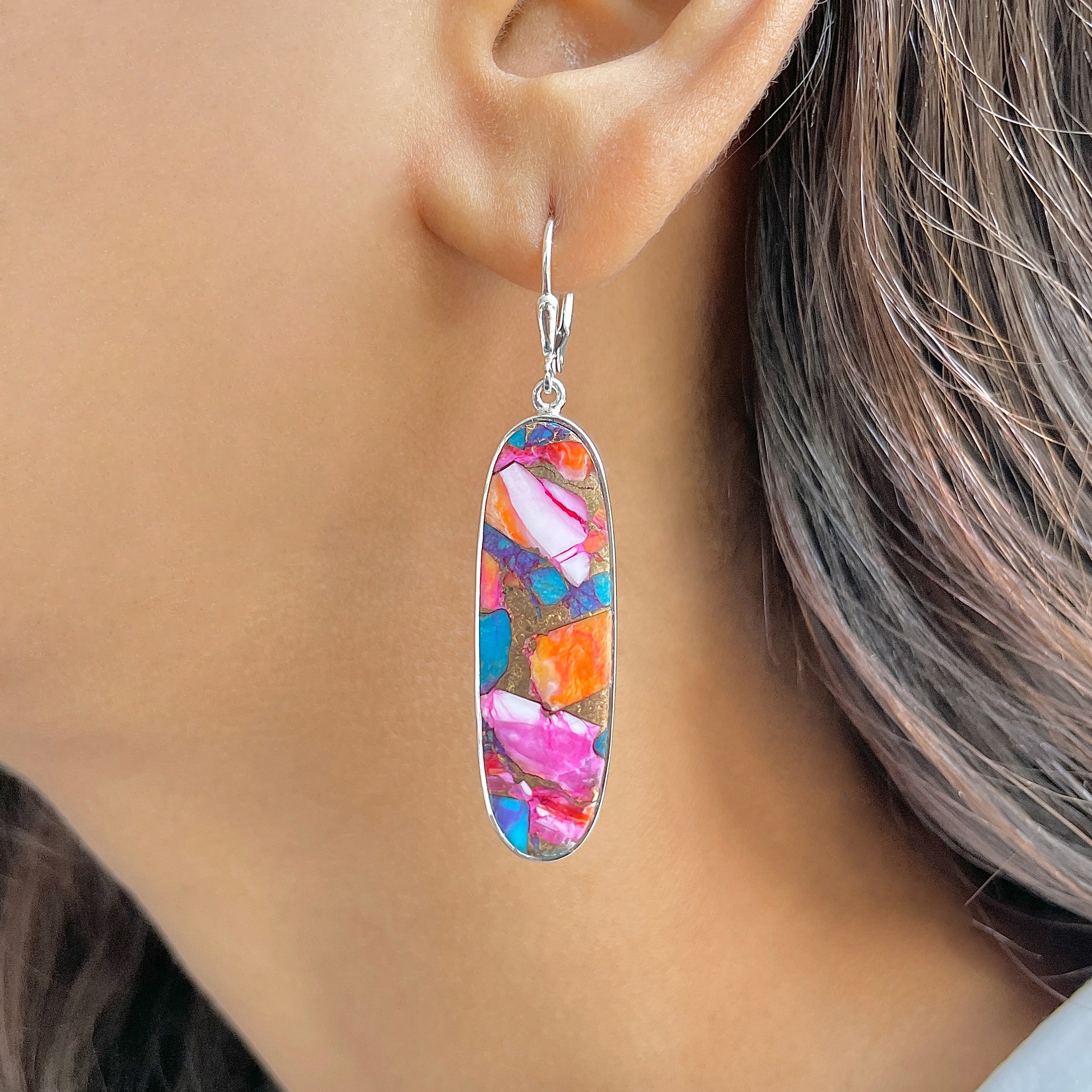 Spiny Oyster Turquoise Earring-(TRO-E-61.)