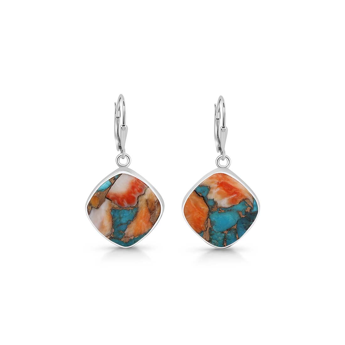 Spiny Oyster Turquoise Earrings-(TRO-E-7.)