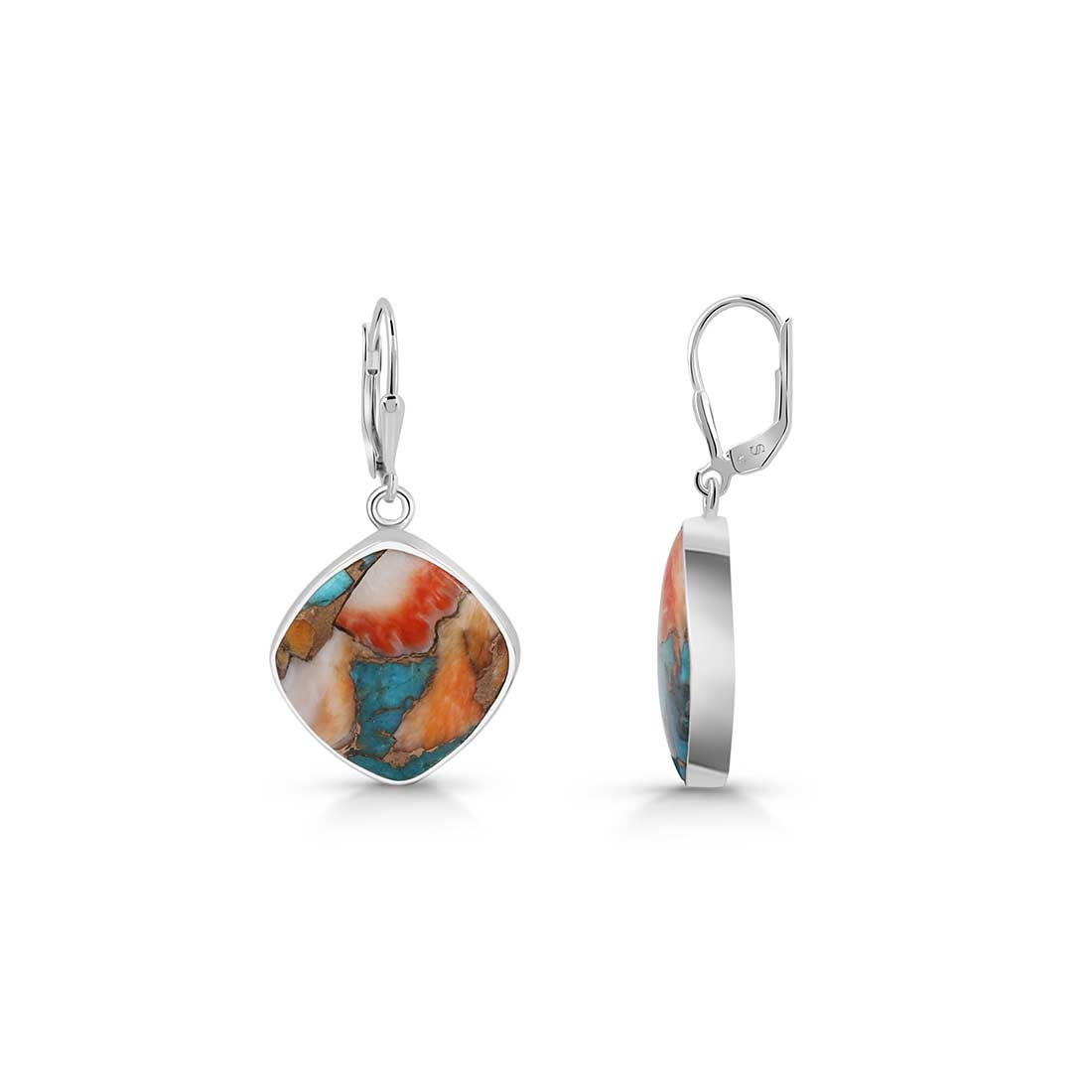 Spiny Oyster Turquoise Earrings-(TRO-E-7.)