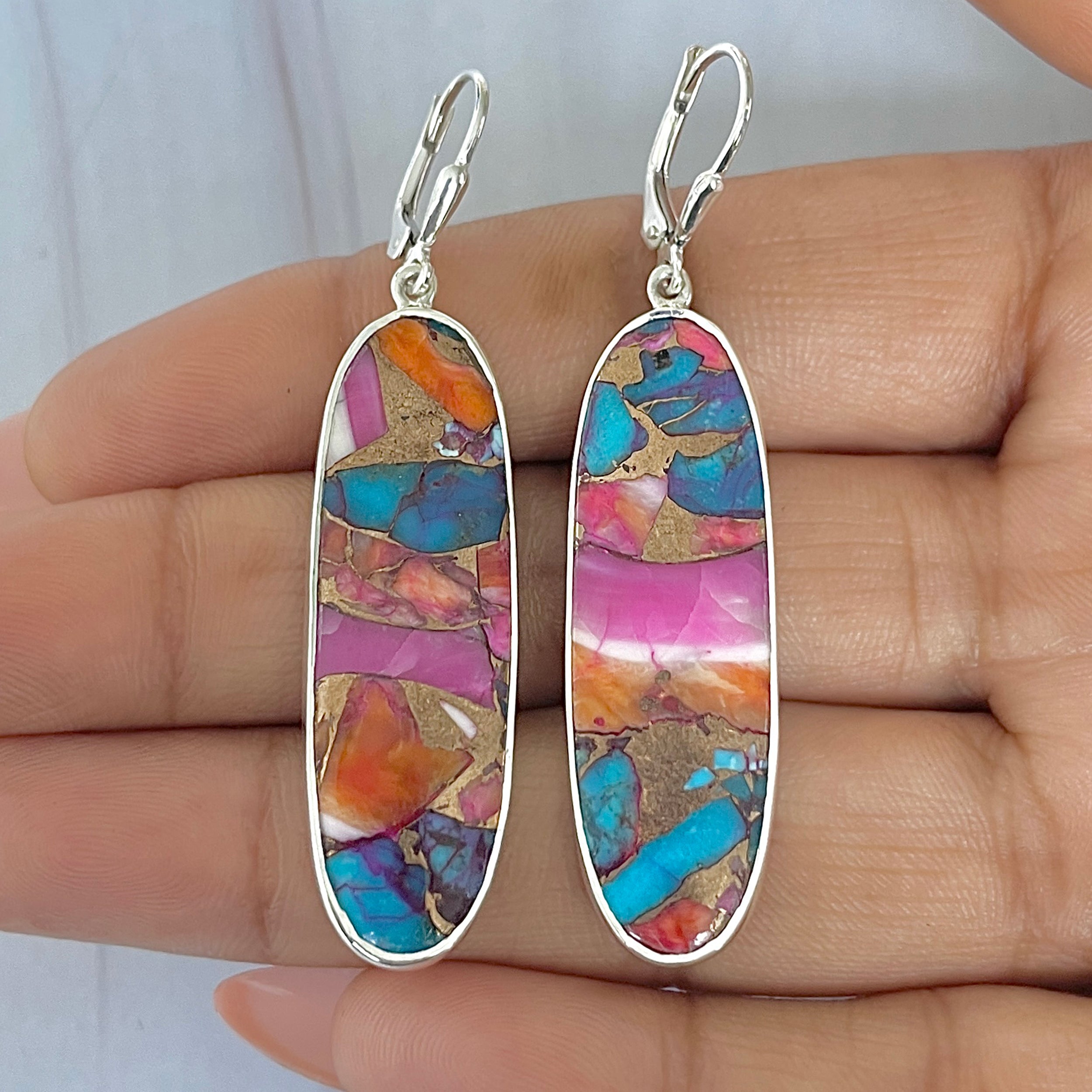 Spiny Oyster Turquoise Earring-(TRO-E-70.)