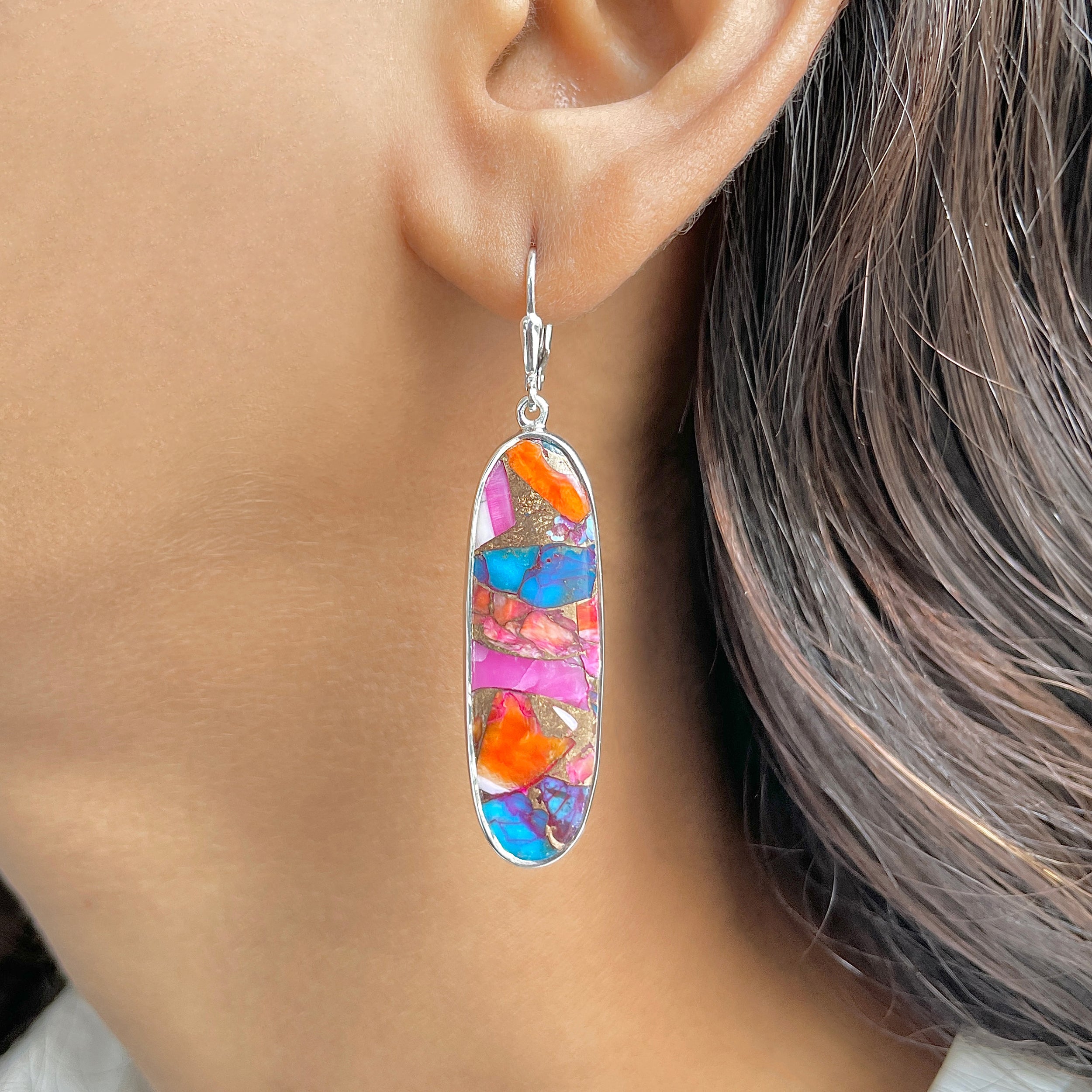 Spiny Oyster Turquoise Earring-(TRO-E-70.)
