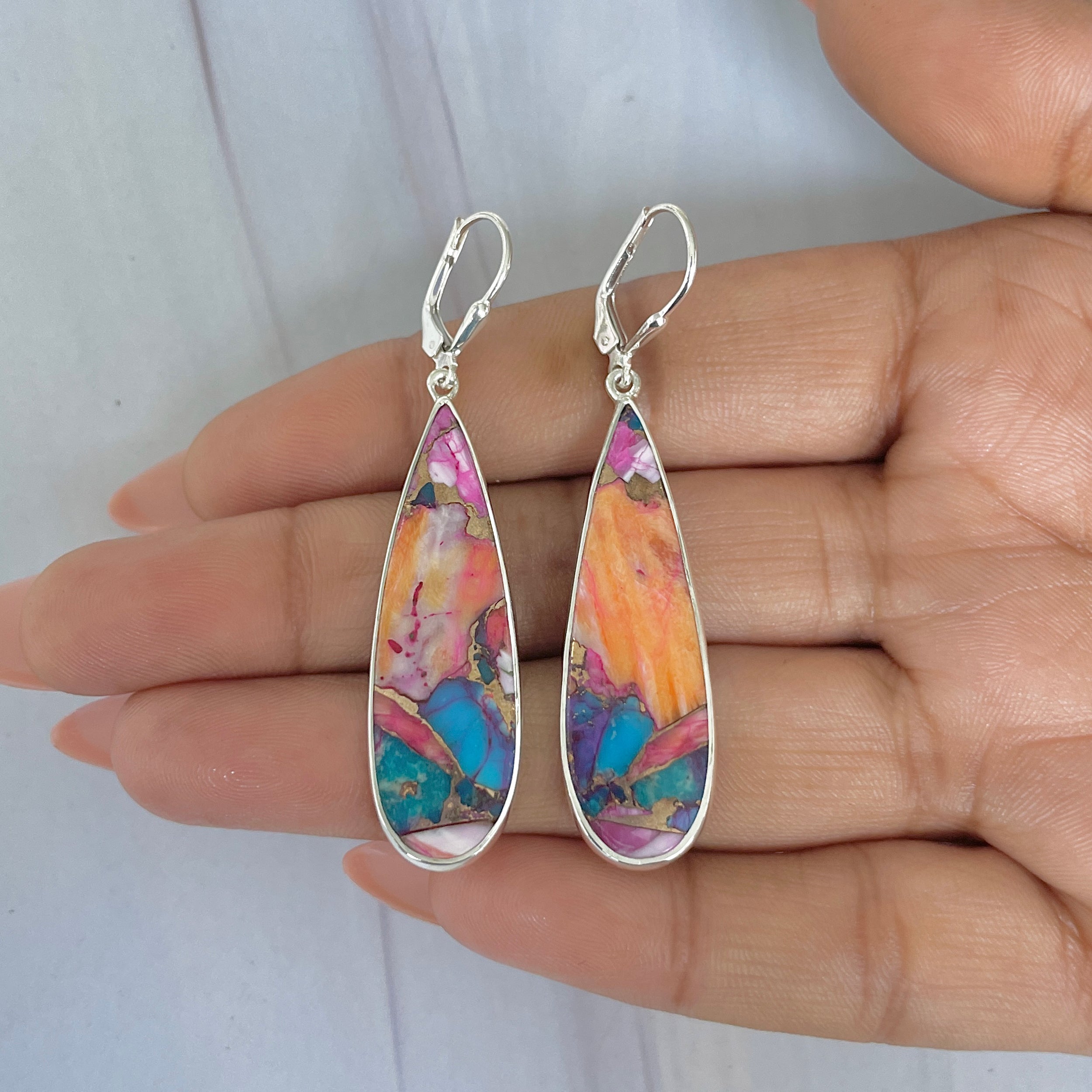 Spiny Oyster Turquoise Earring-(TRO-E-74.)