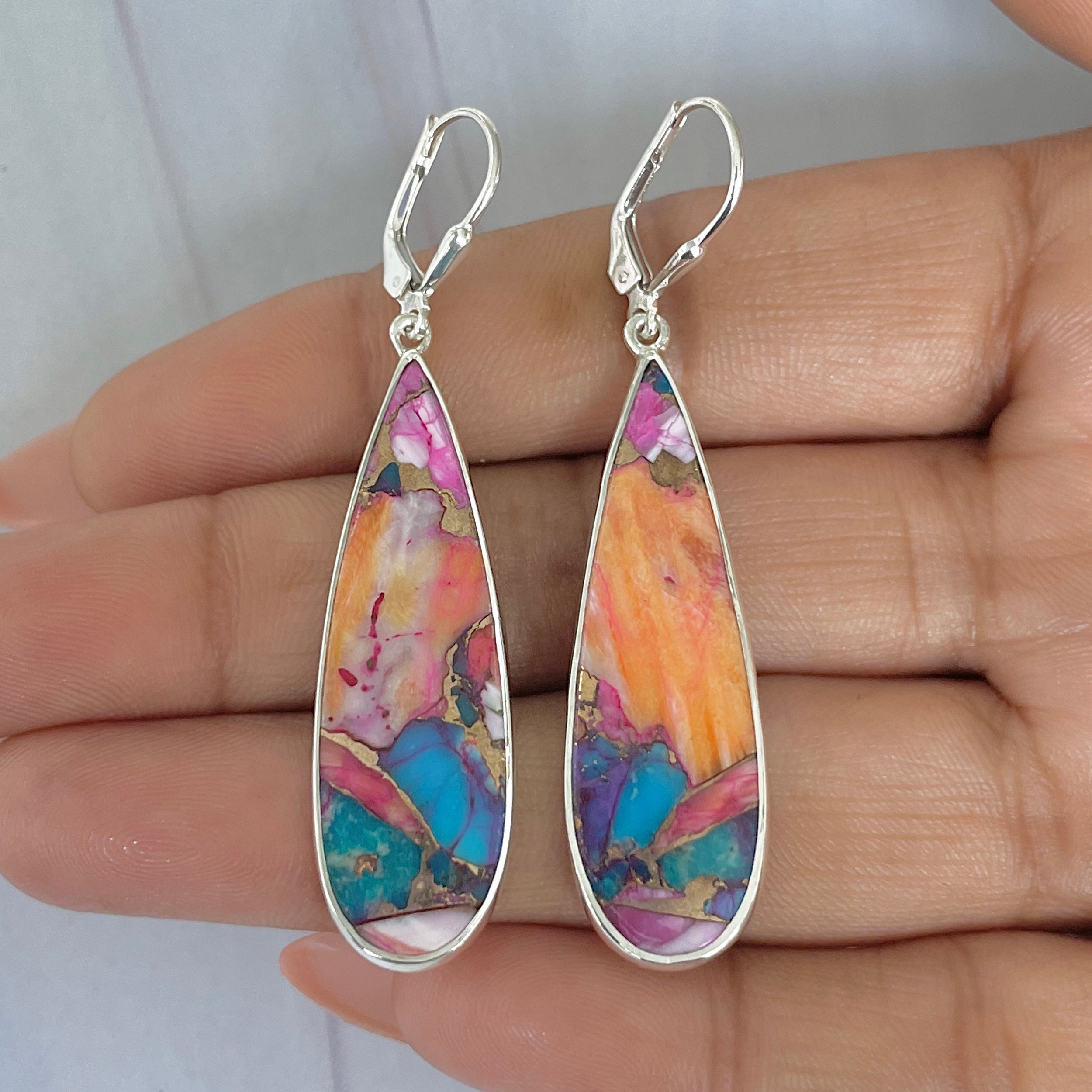 Spiny Oyster Turquoise Earring-(TRO-E-74.)