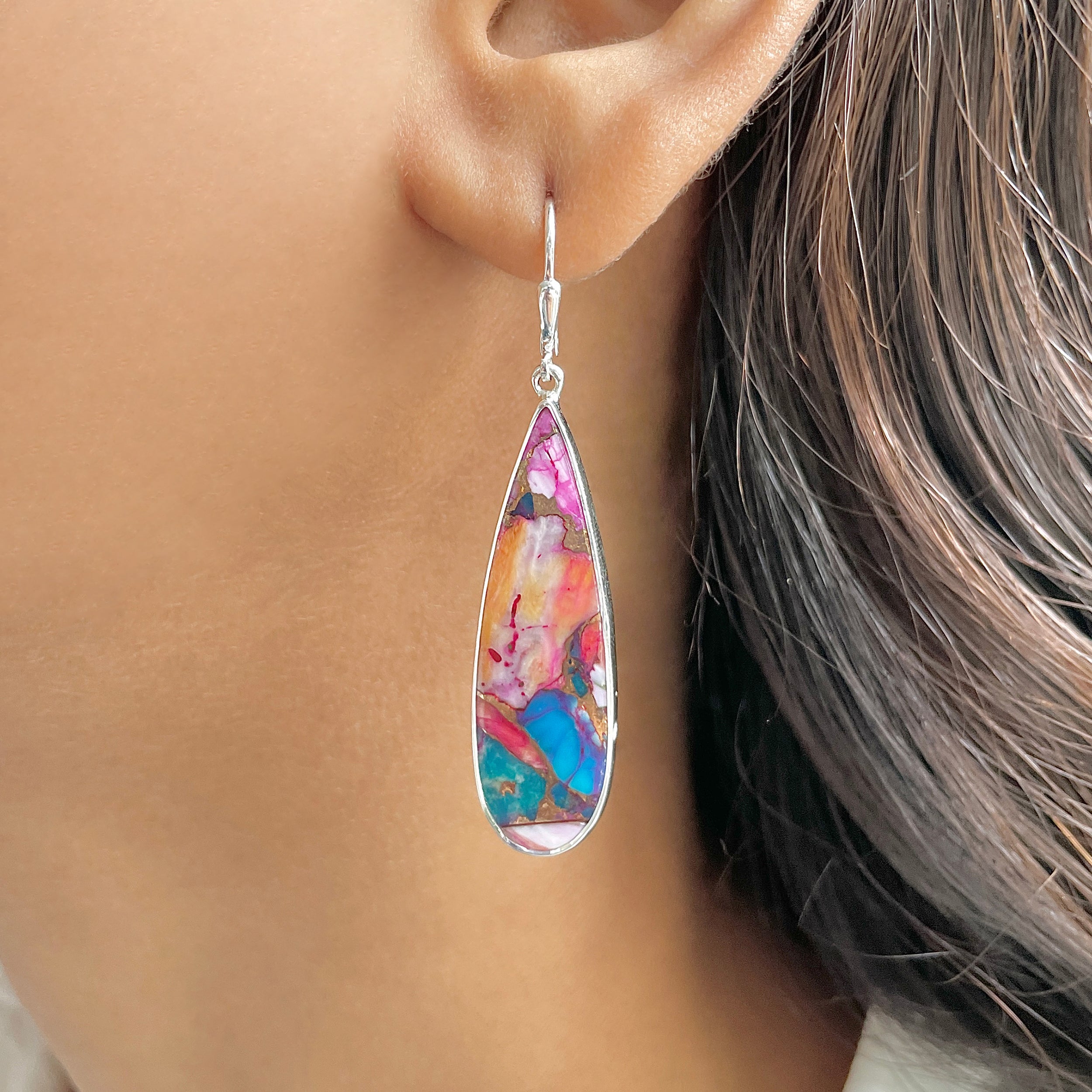 Spiny Oyster Turquoise Earring-(TRO-E-74.)