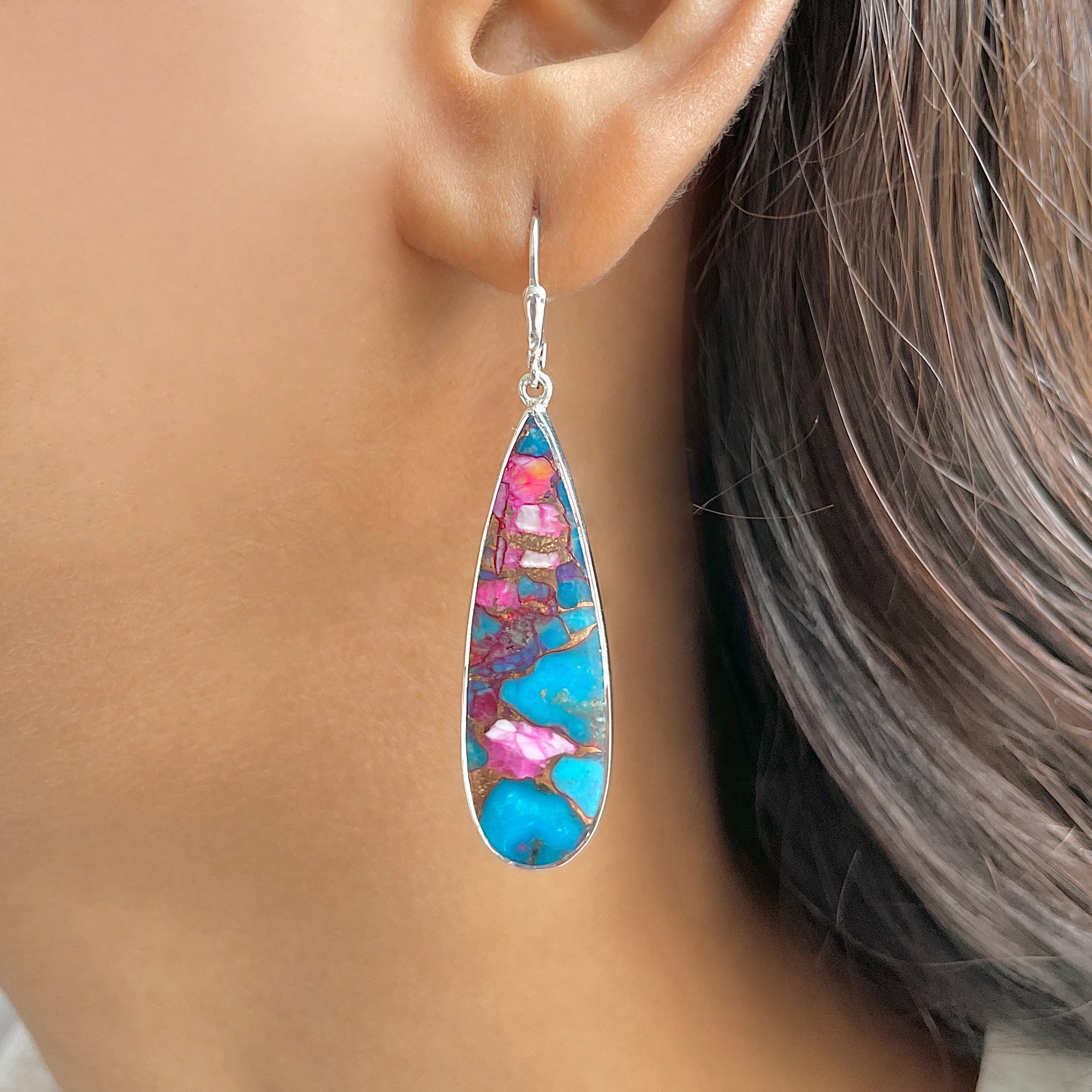 Spiny Oyster Turquoise Earring-(TRO-E-75.)