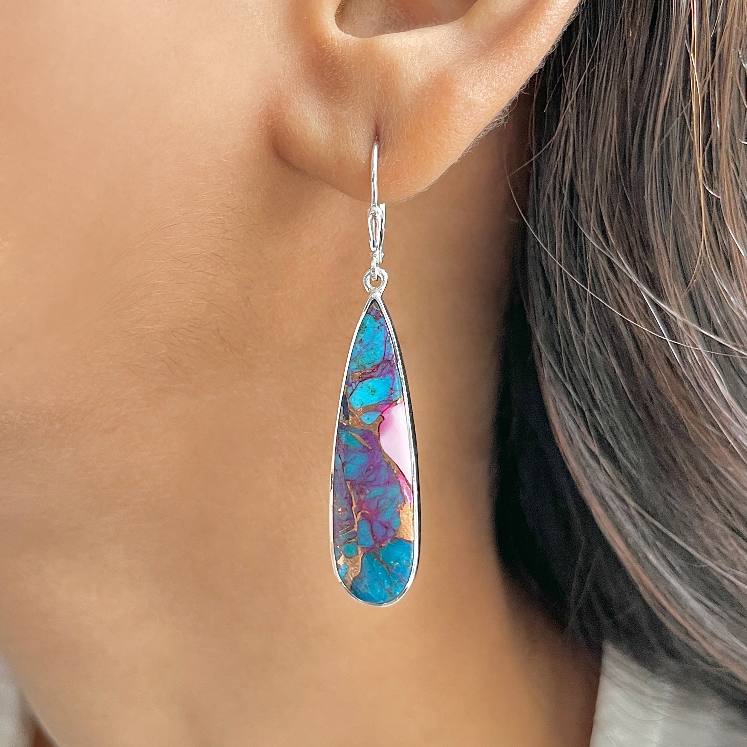 Spiny Oyster Turquoise Earring-(TRO-E-79.)