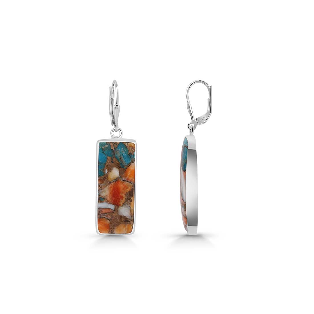 Spiny Oyster Turquoise Earrings-(TRO-E-8.)