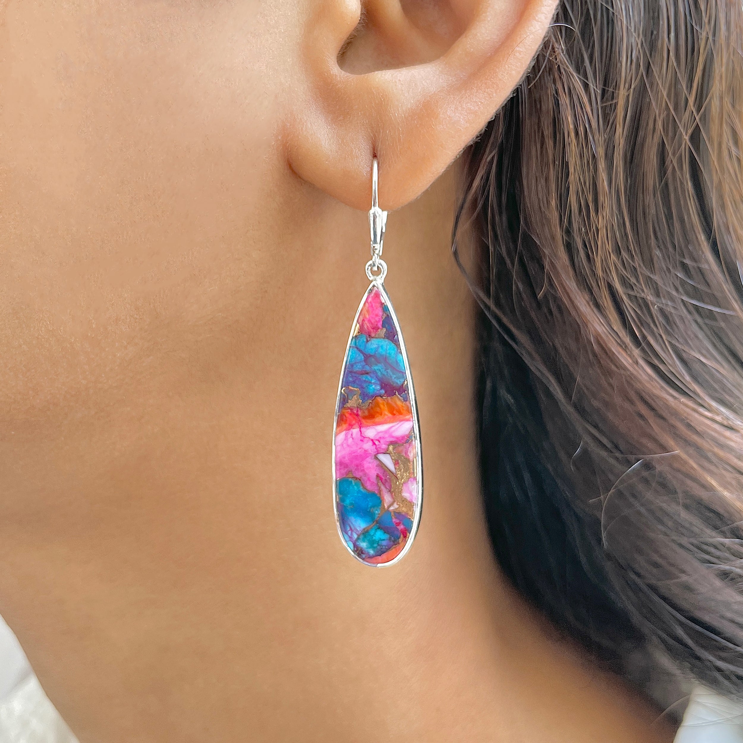 Spiny Oyster Turquoise Earring-(TRO-E-83.)