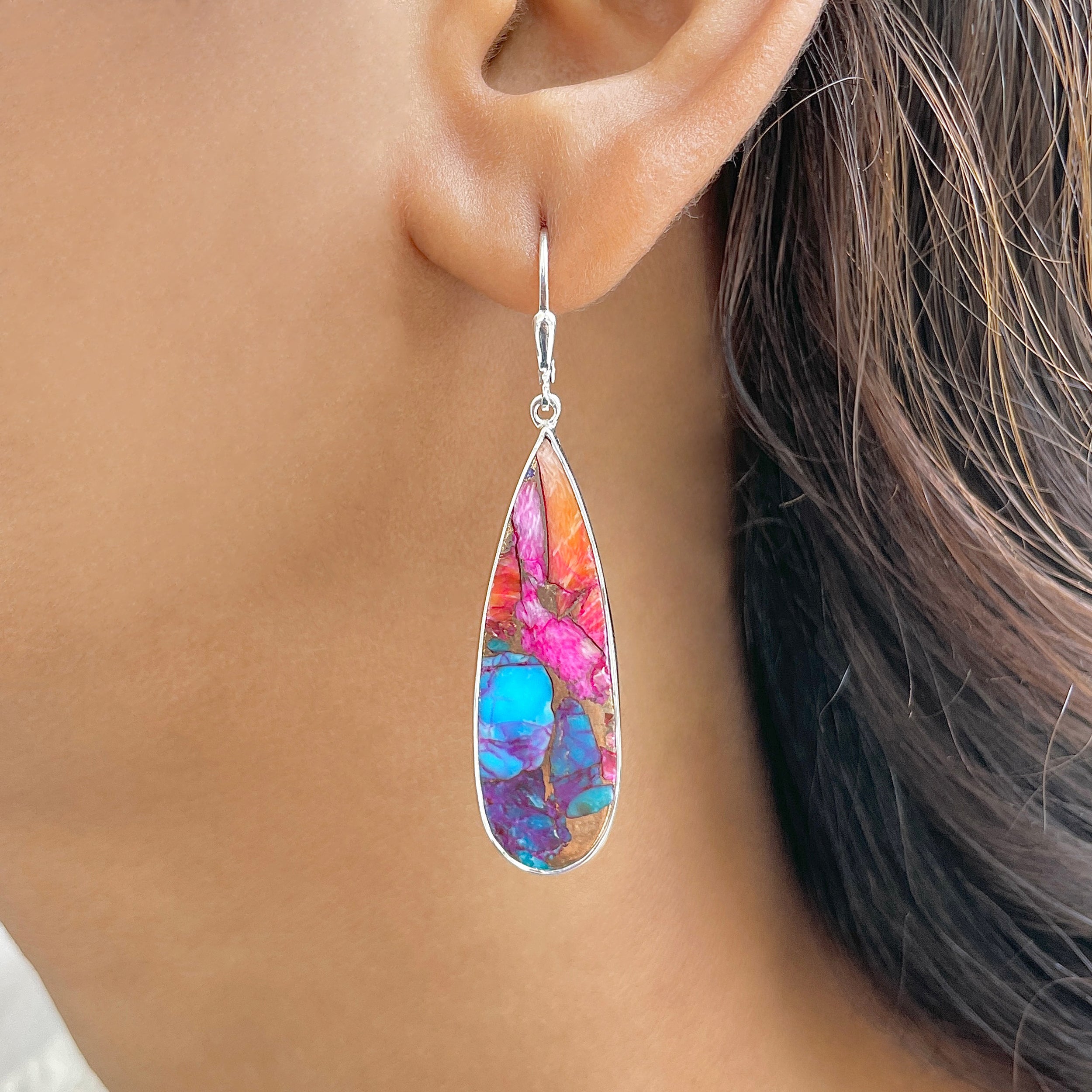 Spiny Oyster Turquoise Earring-(TRO-E-85.)