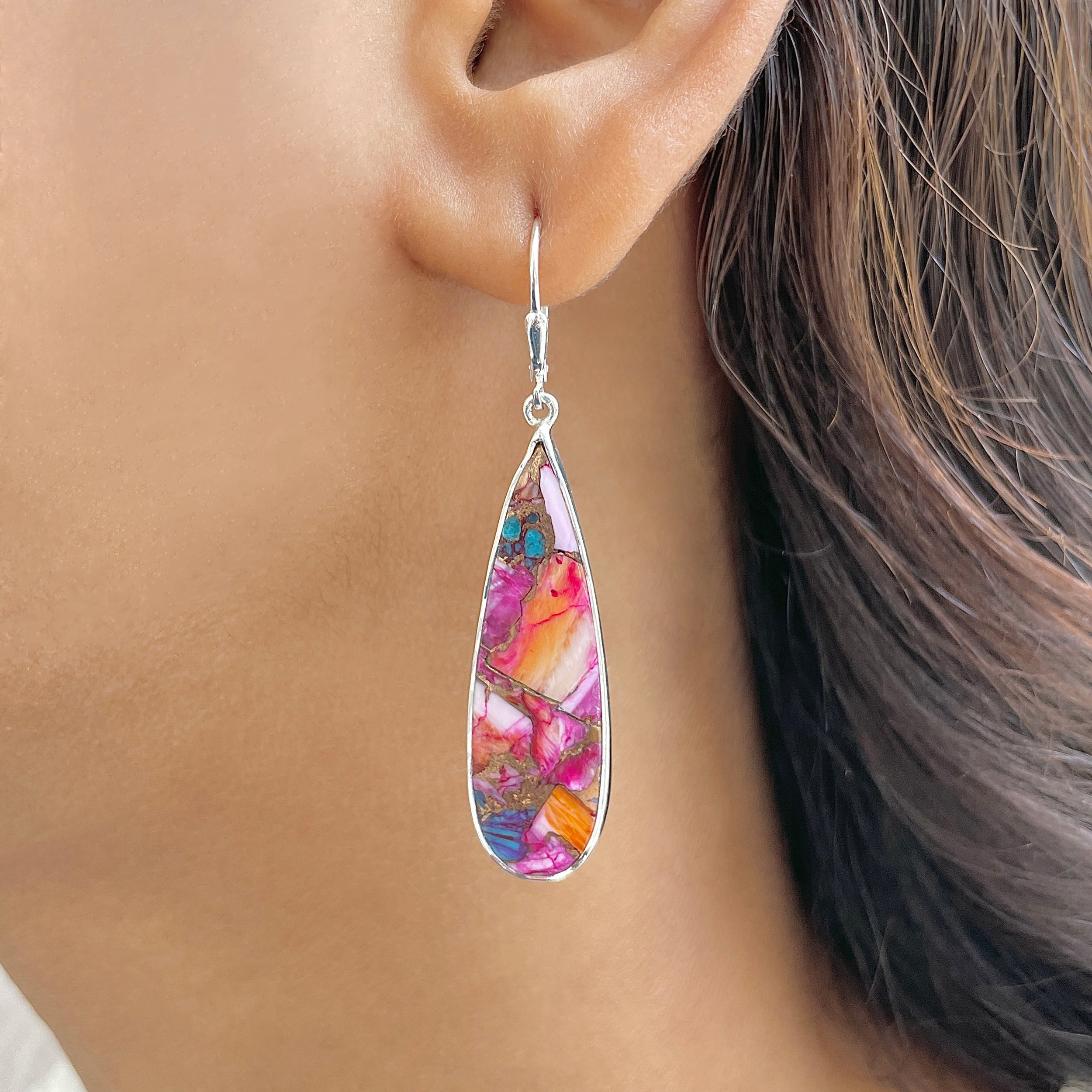 Spiny Oyster Turquoise Earring-(TRO-E-86.)