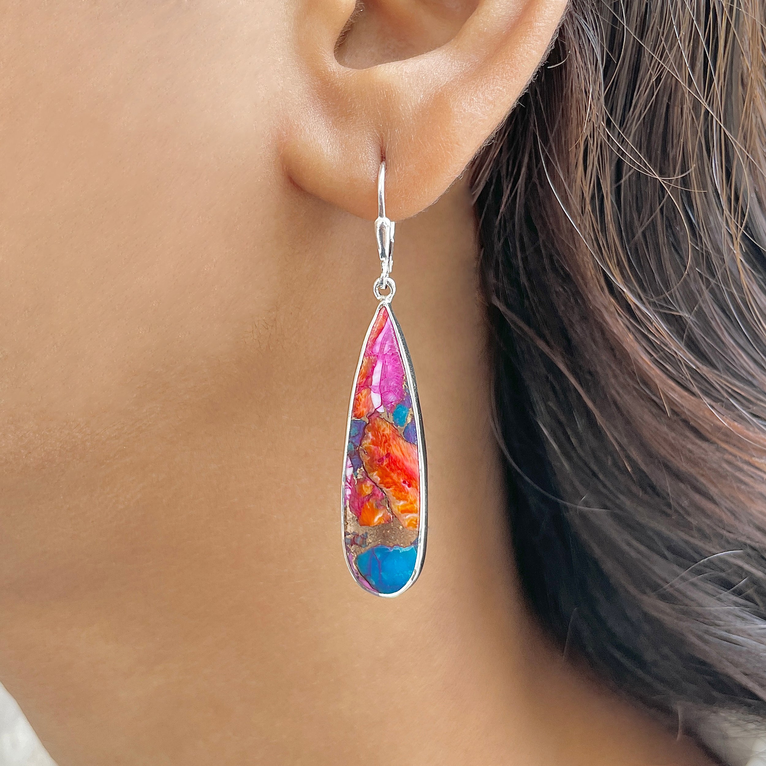 Spiny Oyster Turquoise Earring-(TRO-E-88.)