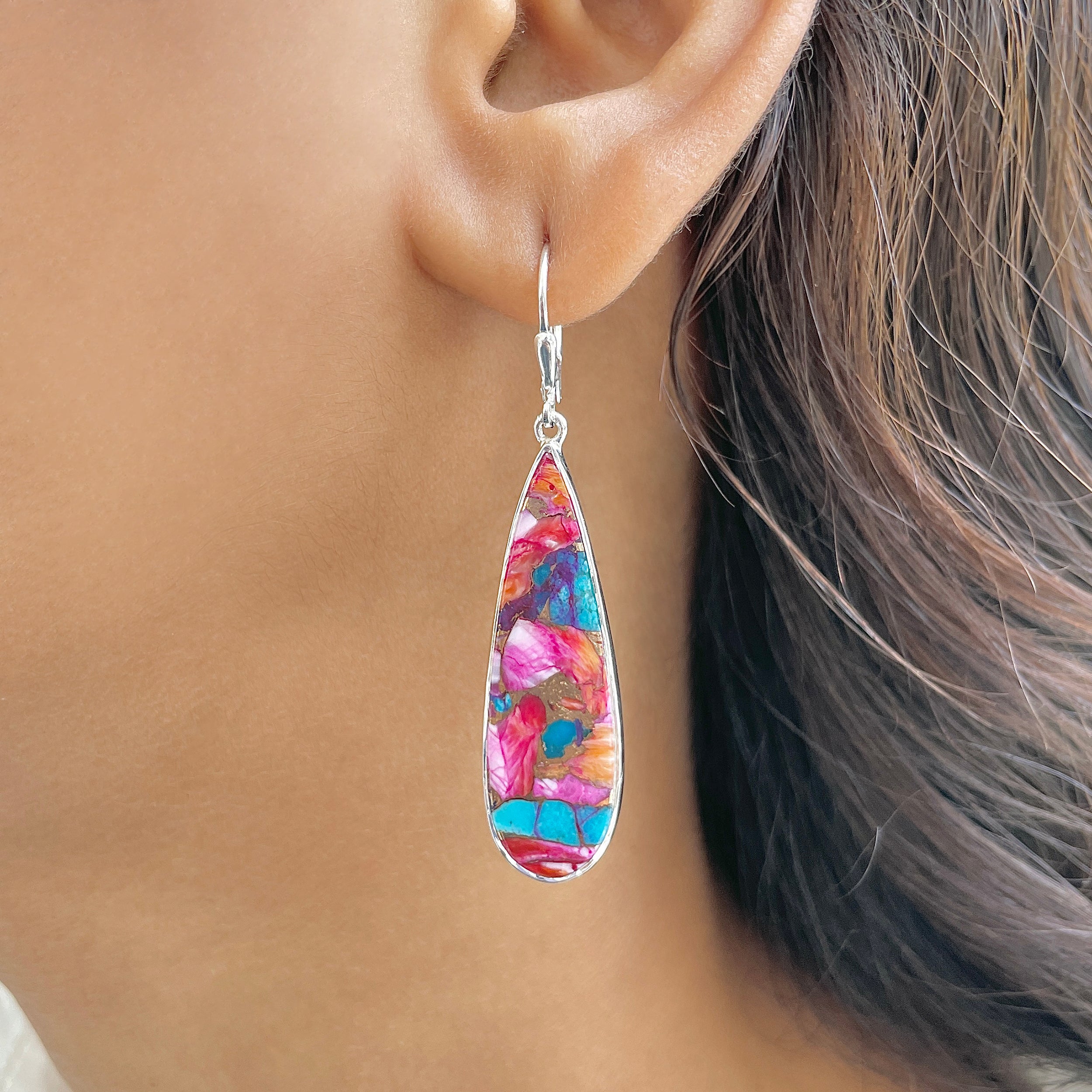 Spiny Oyster Turquoise Earring-(TRO-E-90.)