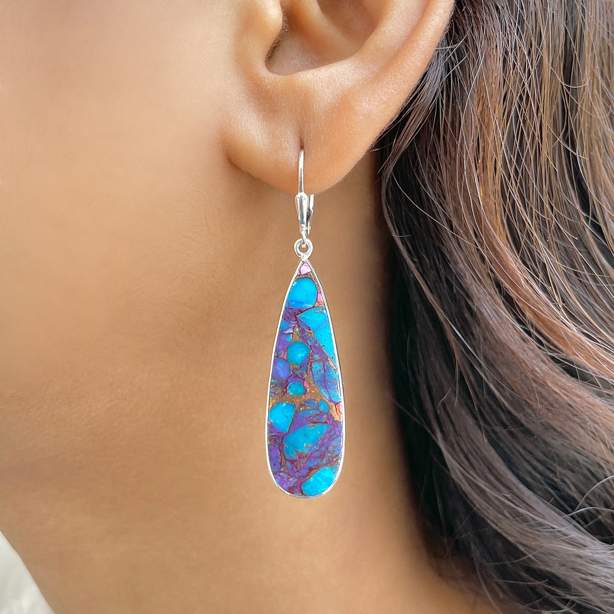 Spiny Oyster Turquoise Earring-(TRO-E-92.)