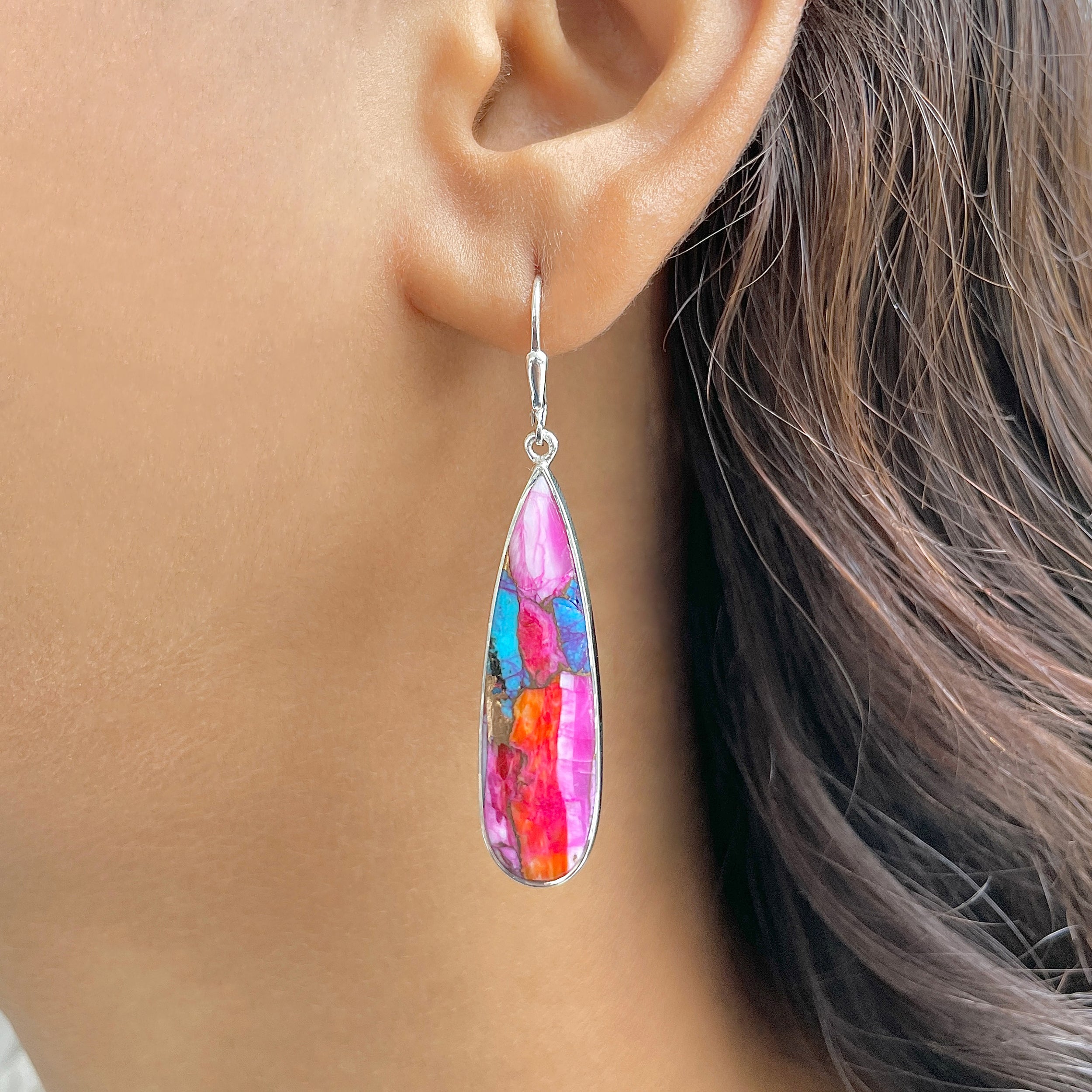 Spiny Oyster Turquoise Earring-(TRO-E-93.)