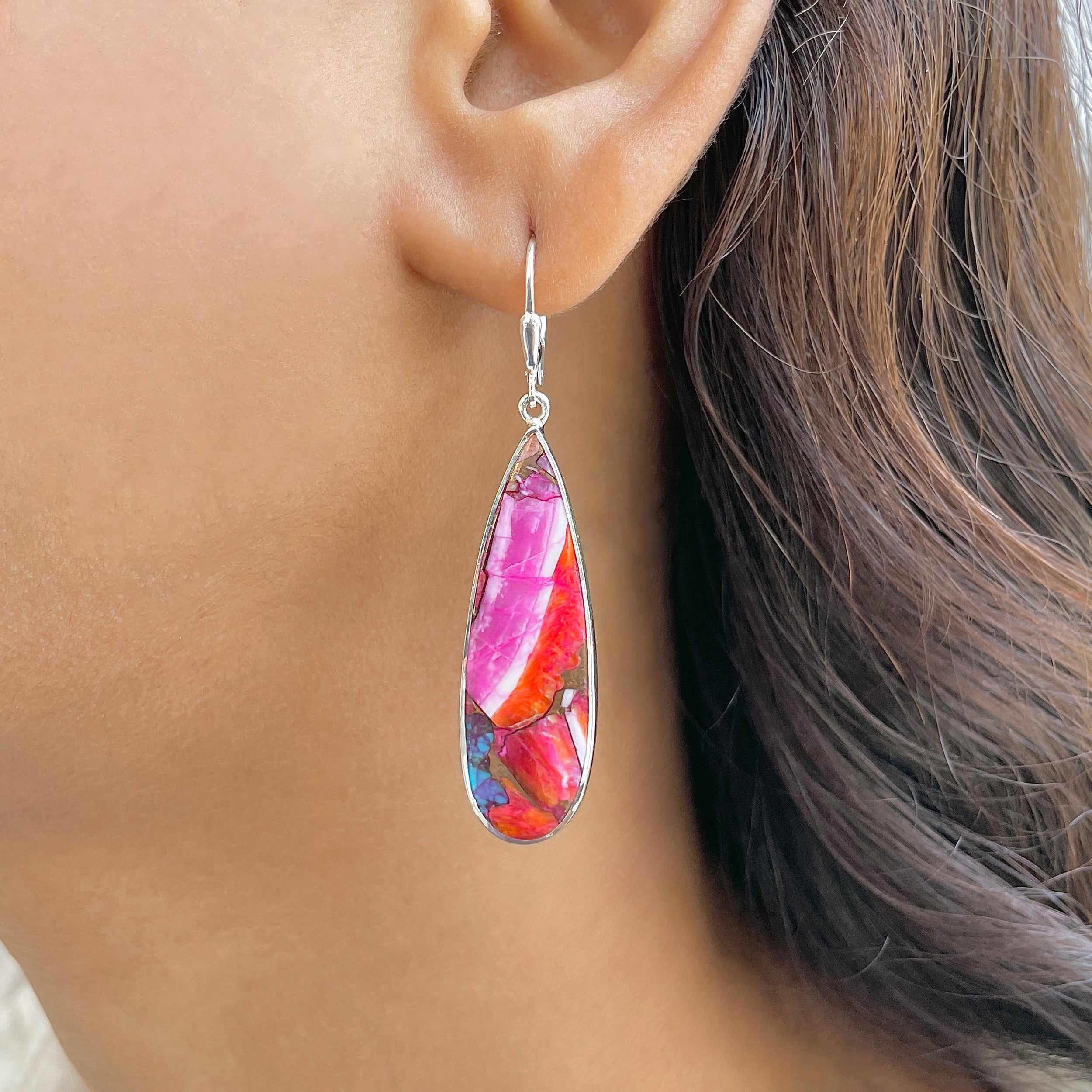 Spiny Oyster Turquoise Earring-(TRO-E-94.)