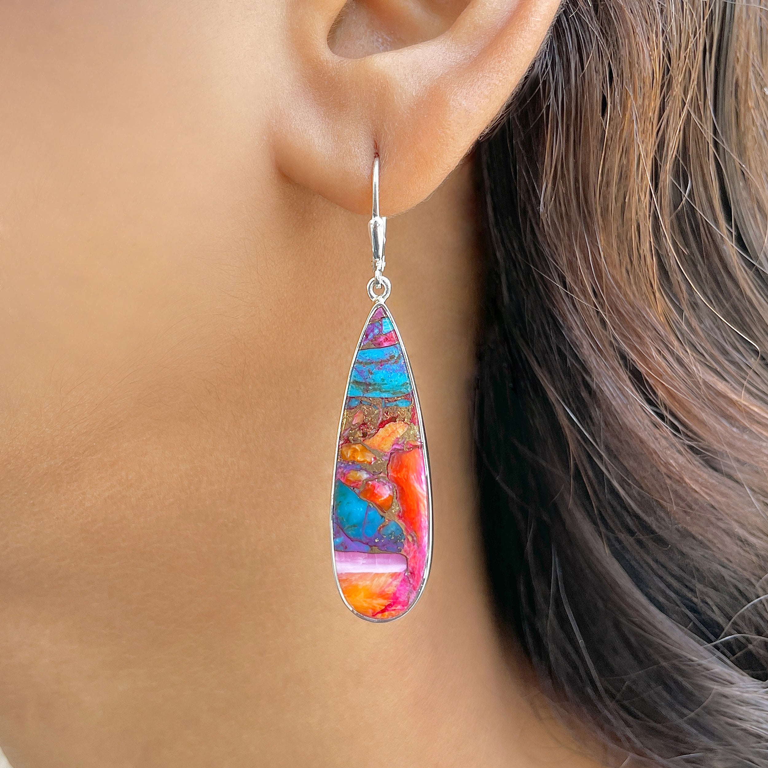 Spiny Oyster Turquoise Earring-(TRO-E-95.)