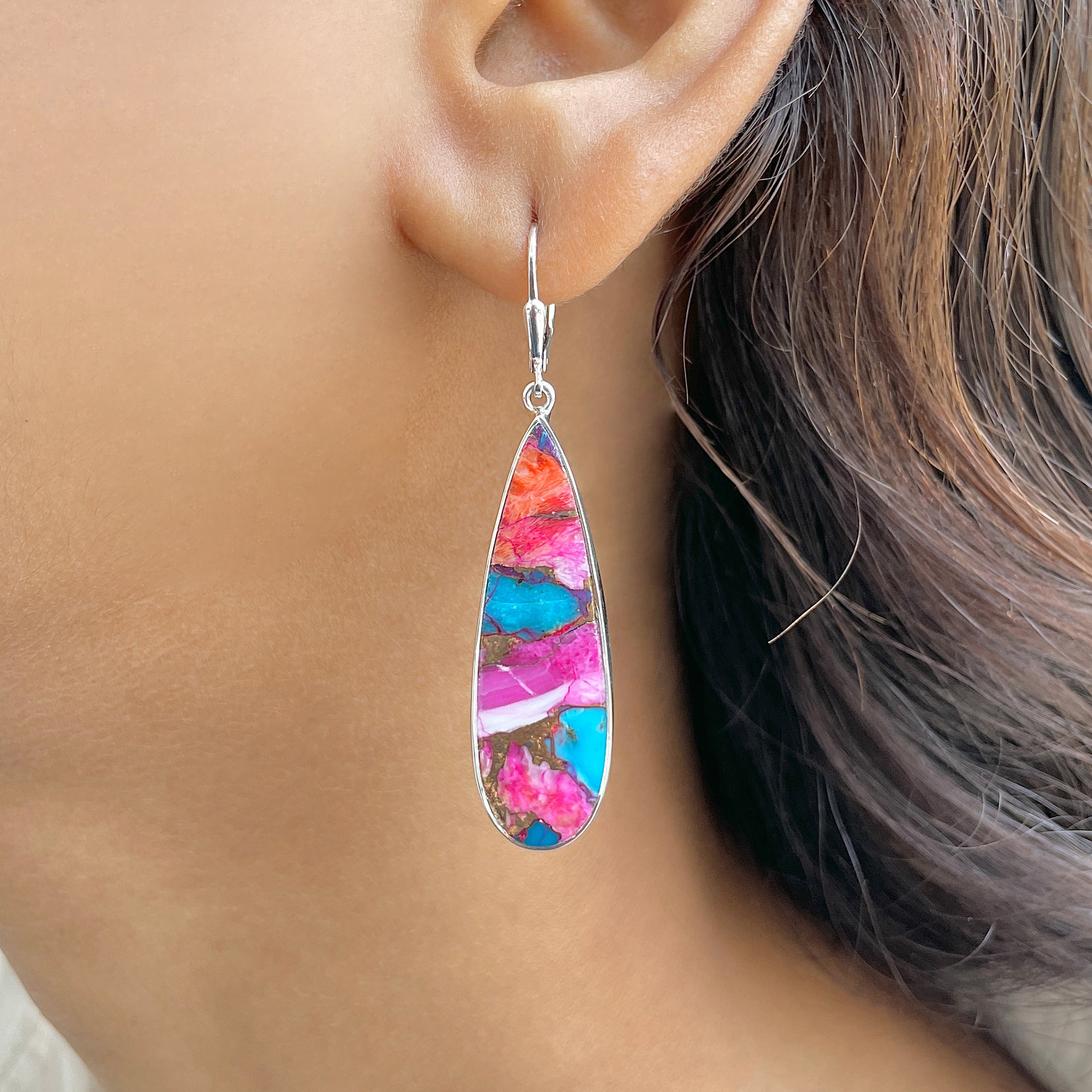 Spiny Oyster Turquoise Earring-(TRO-E-96.)