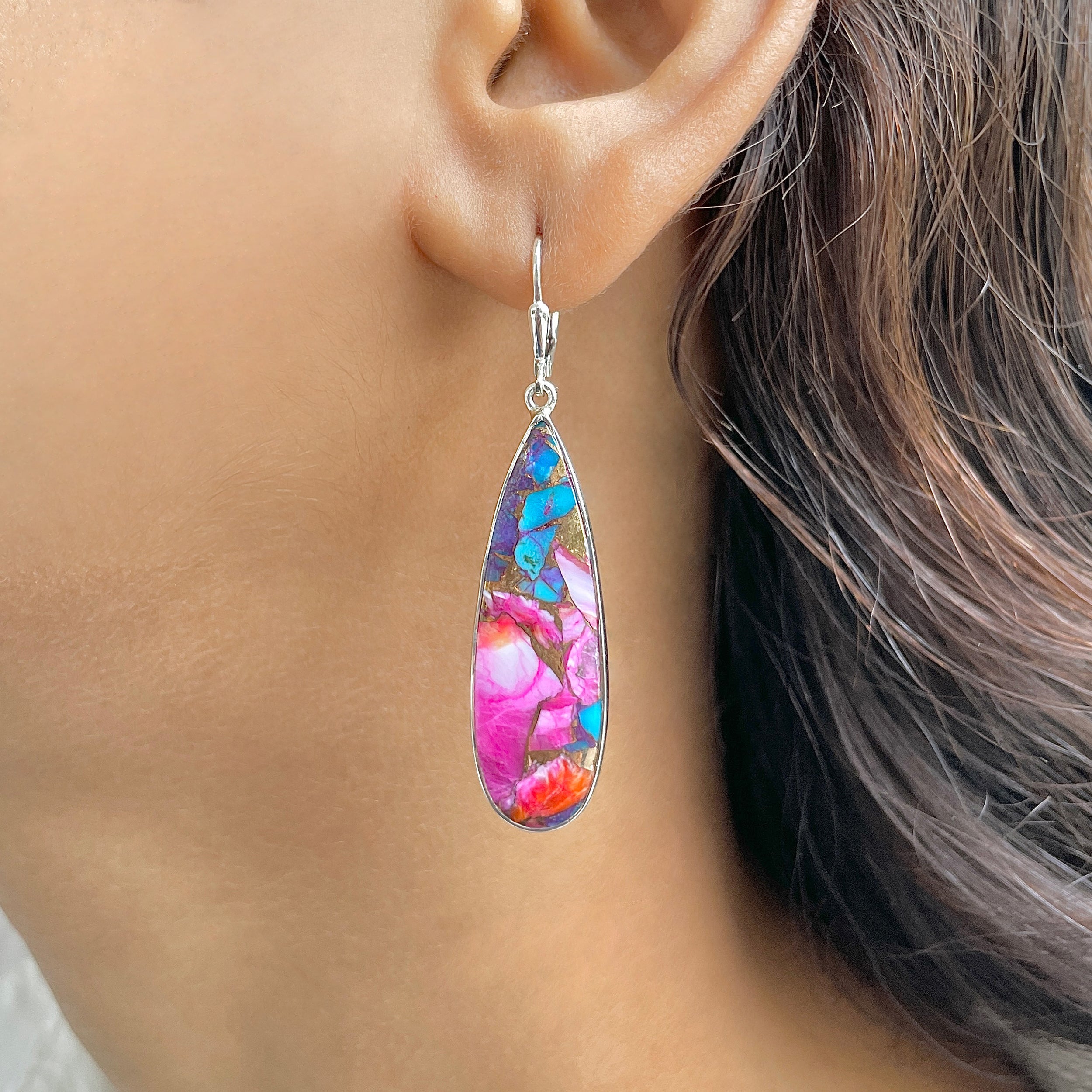 Spiny Oyster Turquoise Earring-(TRO-E-98.)