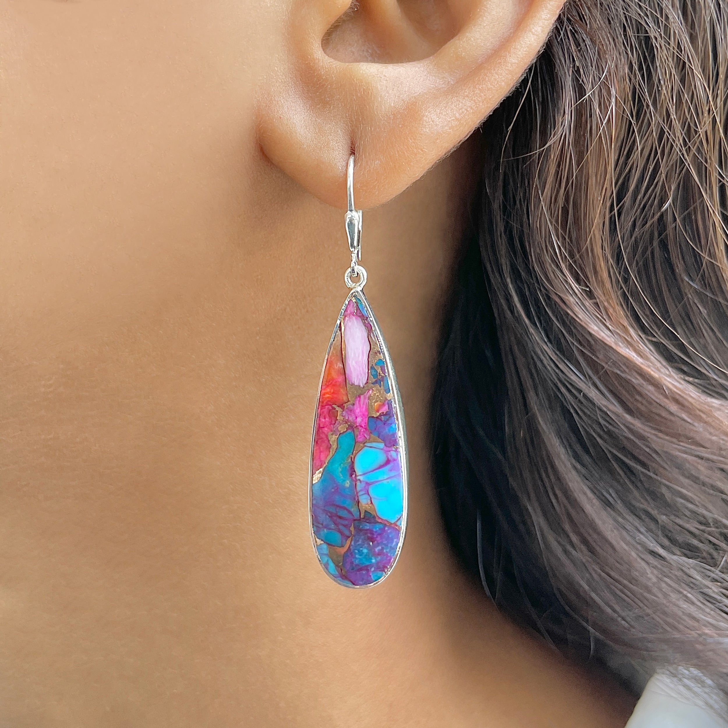 Spiny Oyster Turquoise Earring-(TRO-E-99.)