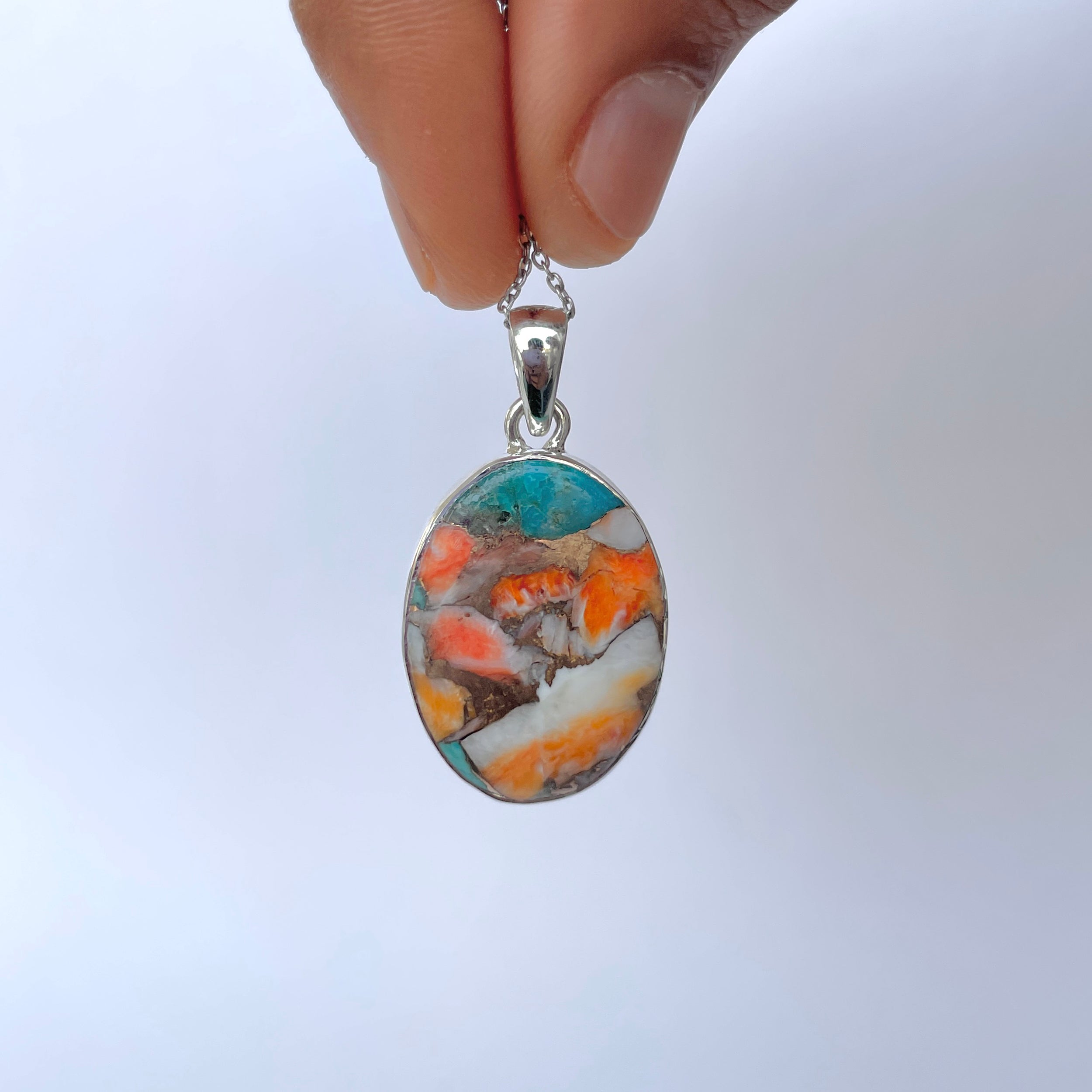 Spiny Oyster Turquoise Pendant-(TRO-P-109.)