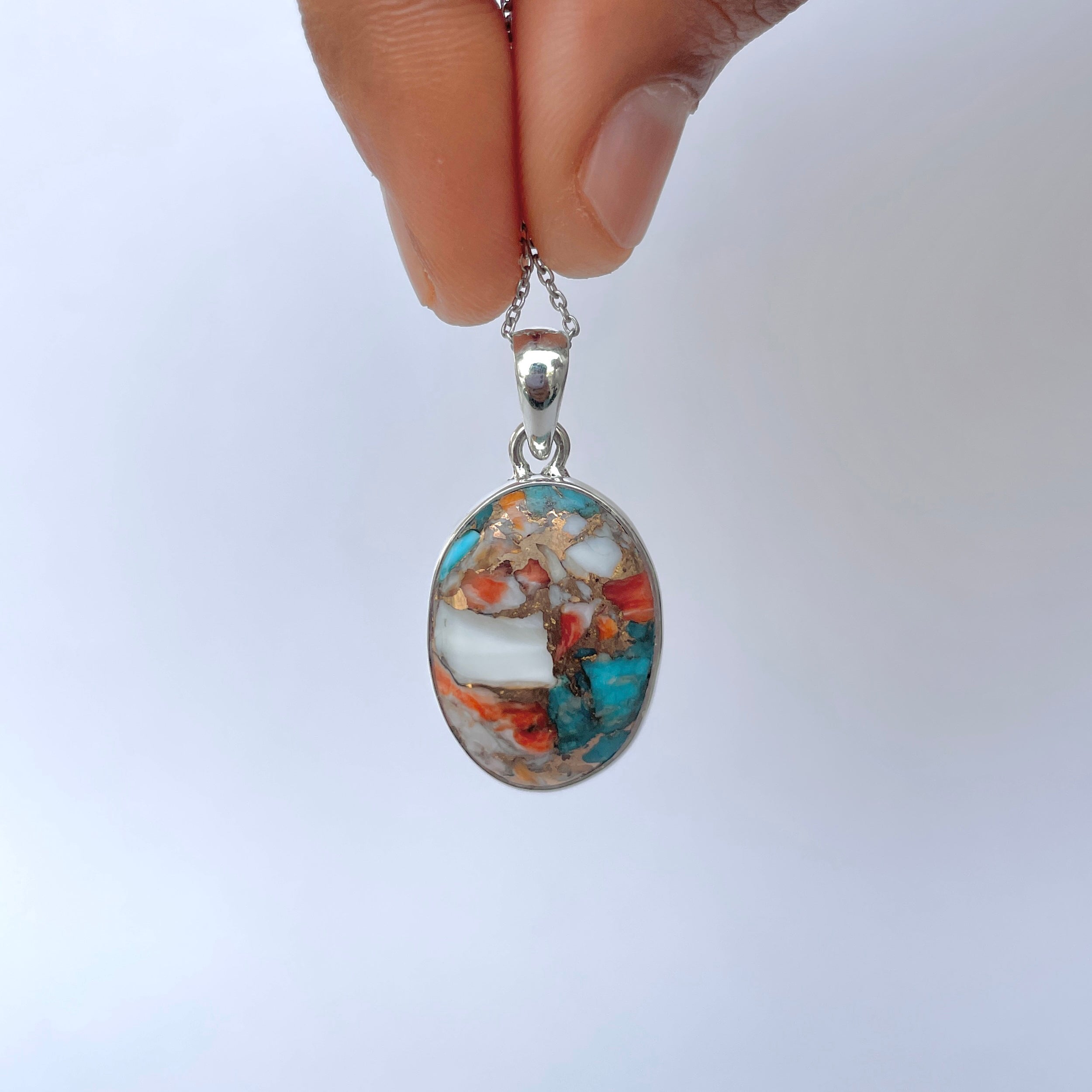 Spiny Oyster Turquoise Pendant-(TRO-P-111.)